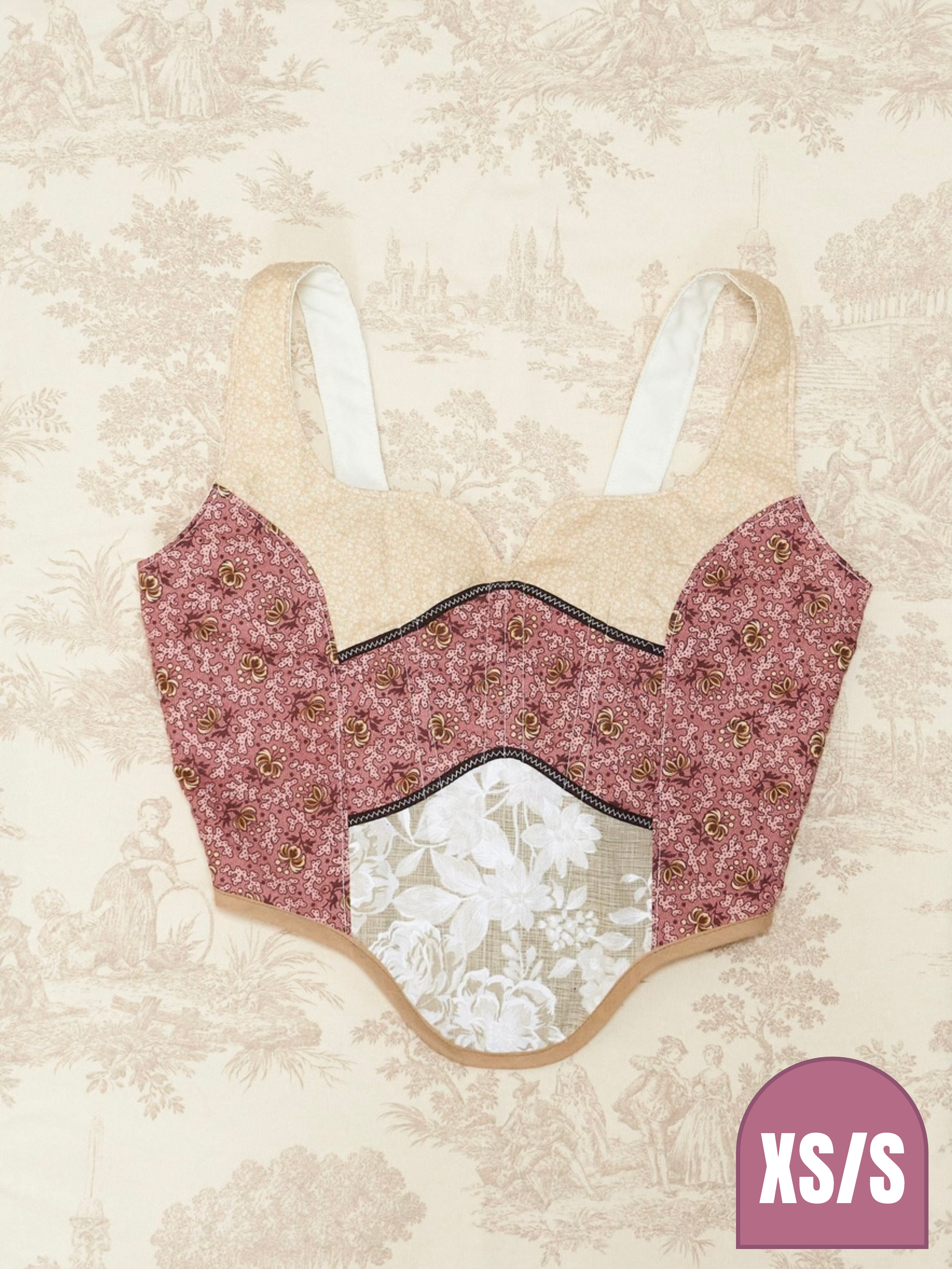 Pink Patchwork Corset (Small Defect) by Emjota Studio