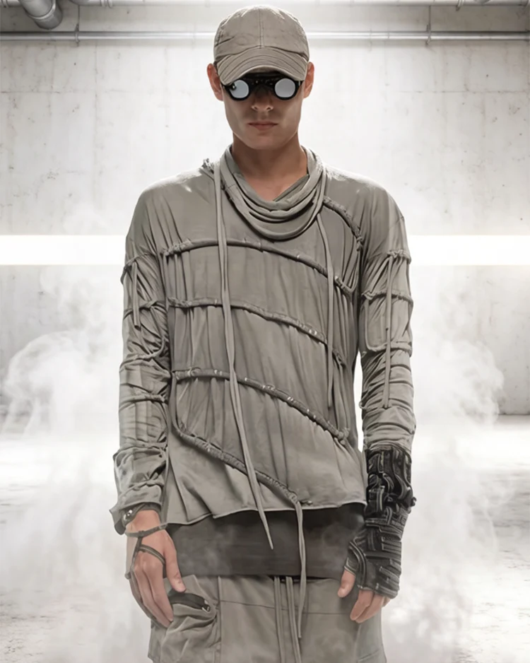 SANDED ASYMMETRIC STRAP LONG SLEEVE by OFFCULTURE