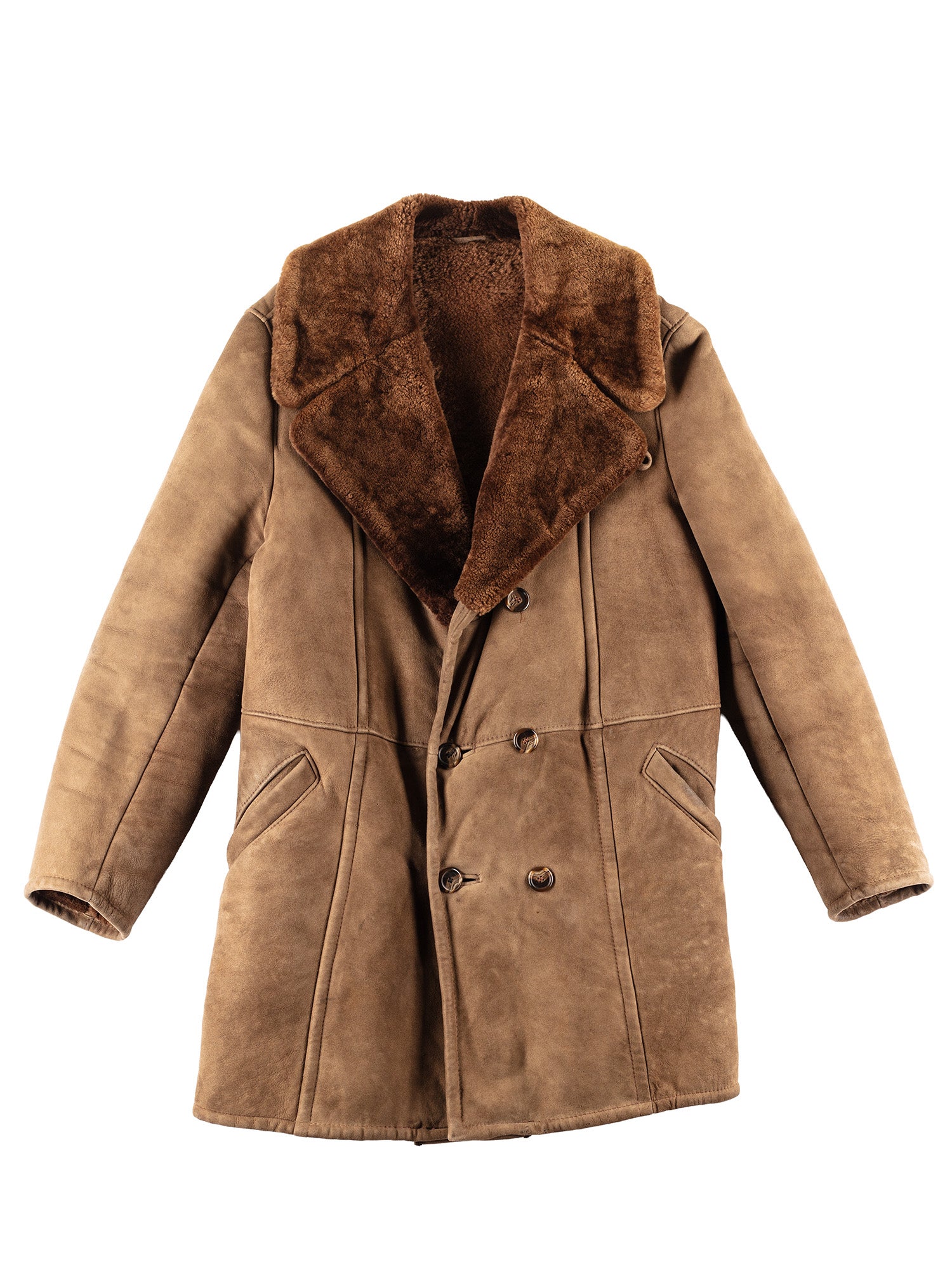 Vintage 70's Men Sheepskin Coat in Brown by Northern Grip