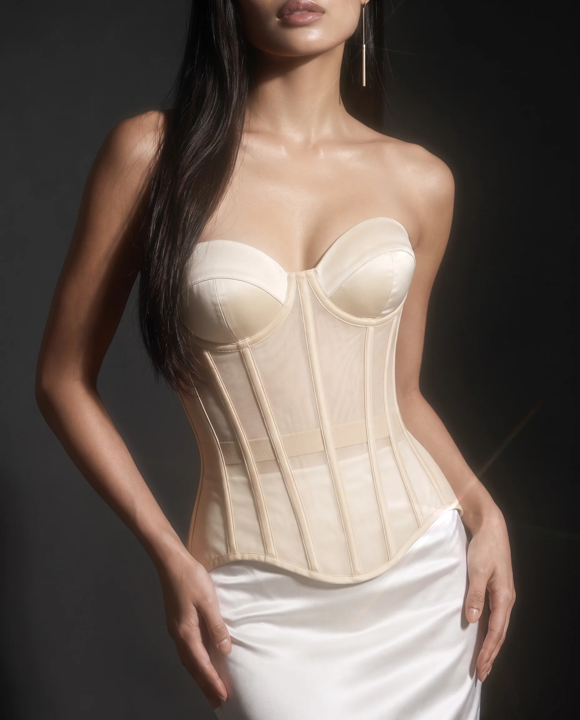 Charm Cupped Overbust Corset in Beige by MERIEL