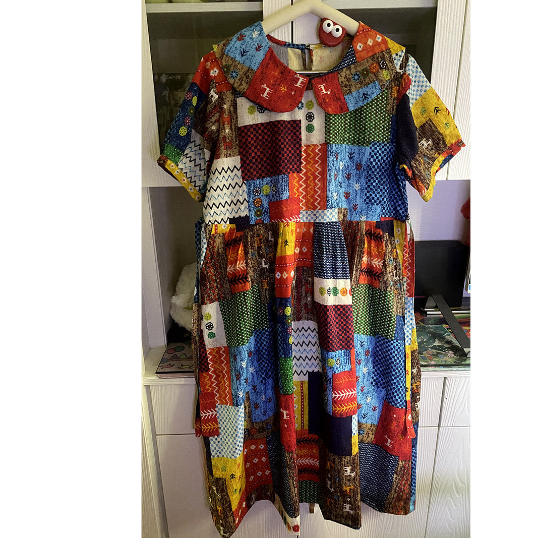 Retro Nepal Patchwork Print Dress Y2K Vintage - toothshop by Land Decora