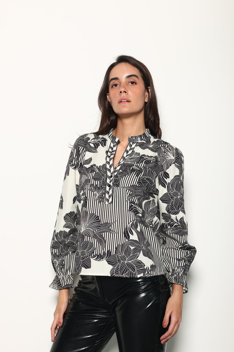 NOIR FLORALS ASHLEY TOP by Maude Vivante