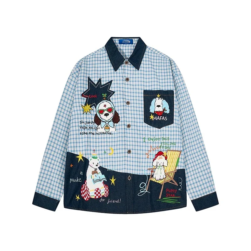 American Vintage Dog Embroidered Shirt - BIBULU by Land Decora