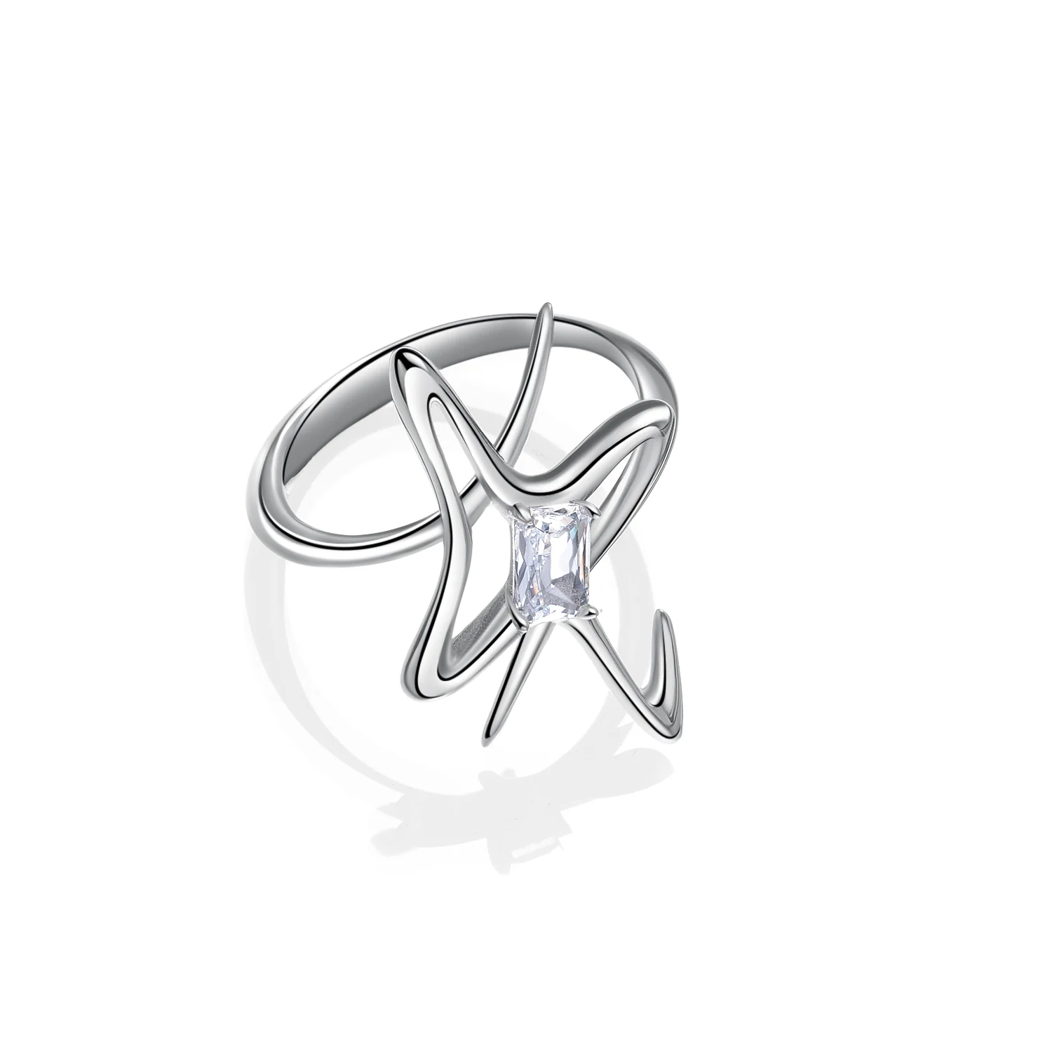 Star| Natural Clear Quartz Ring Star | Emerald-cut Cystal by Outsider Artist