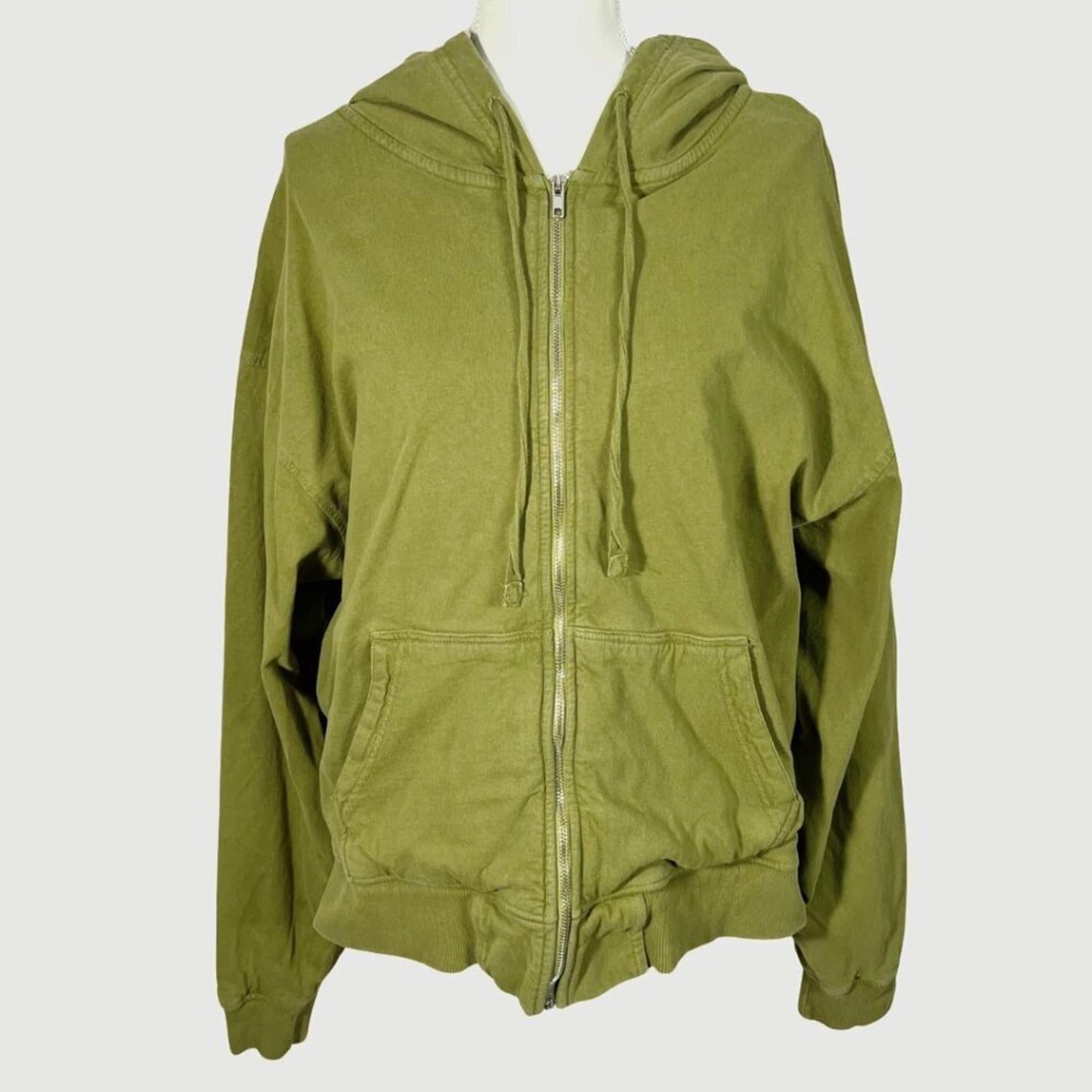 BDG Olive Green Zip Up Heavy Duty Hoodie Waffle Thermal Insulated Size by Hot Girl Secondhand
