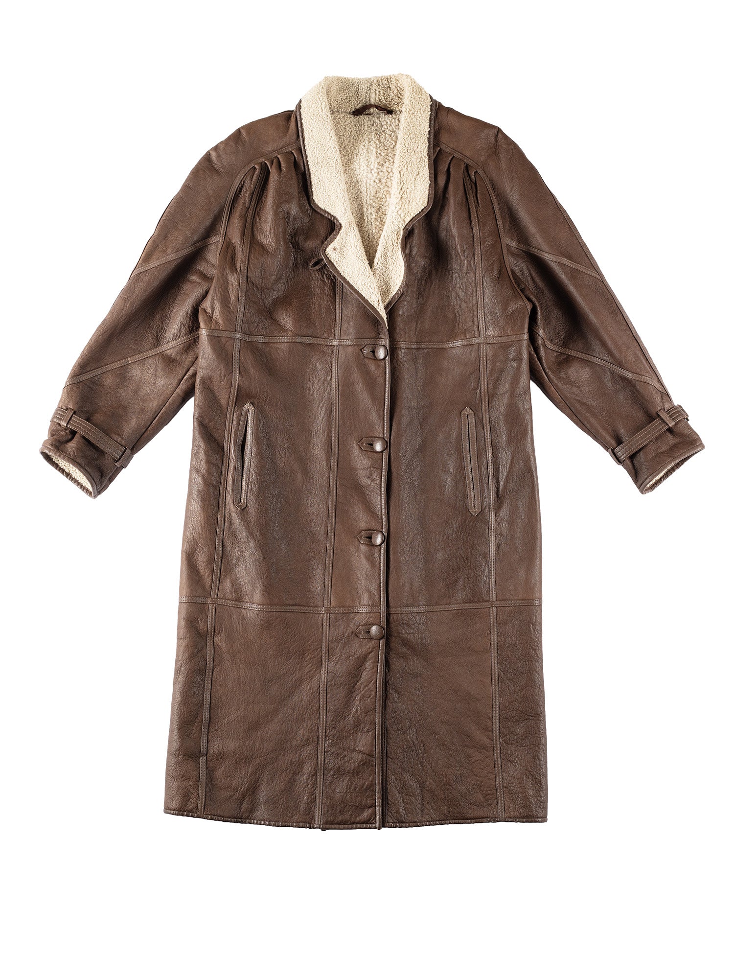 Vintage 80's Women Sheepskin Coat in Brown by Northern Grip