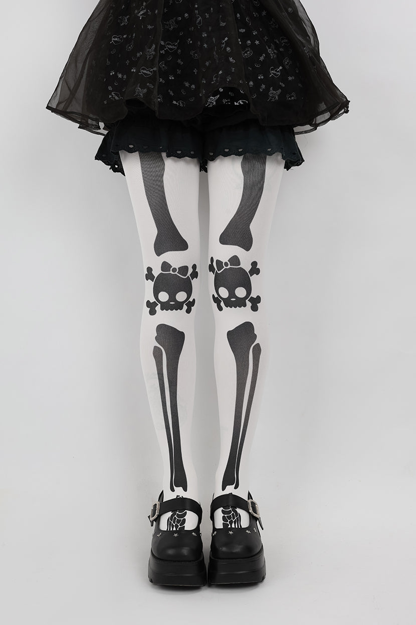 Gothic Pink Princess Skeleton Tights Autumn Winter - NIHON KIDS by Land Decora