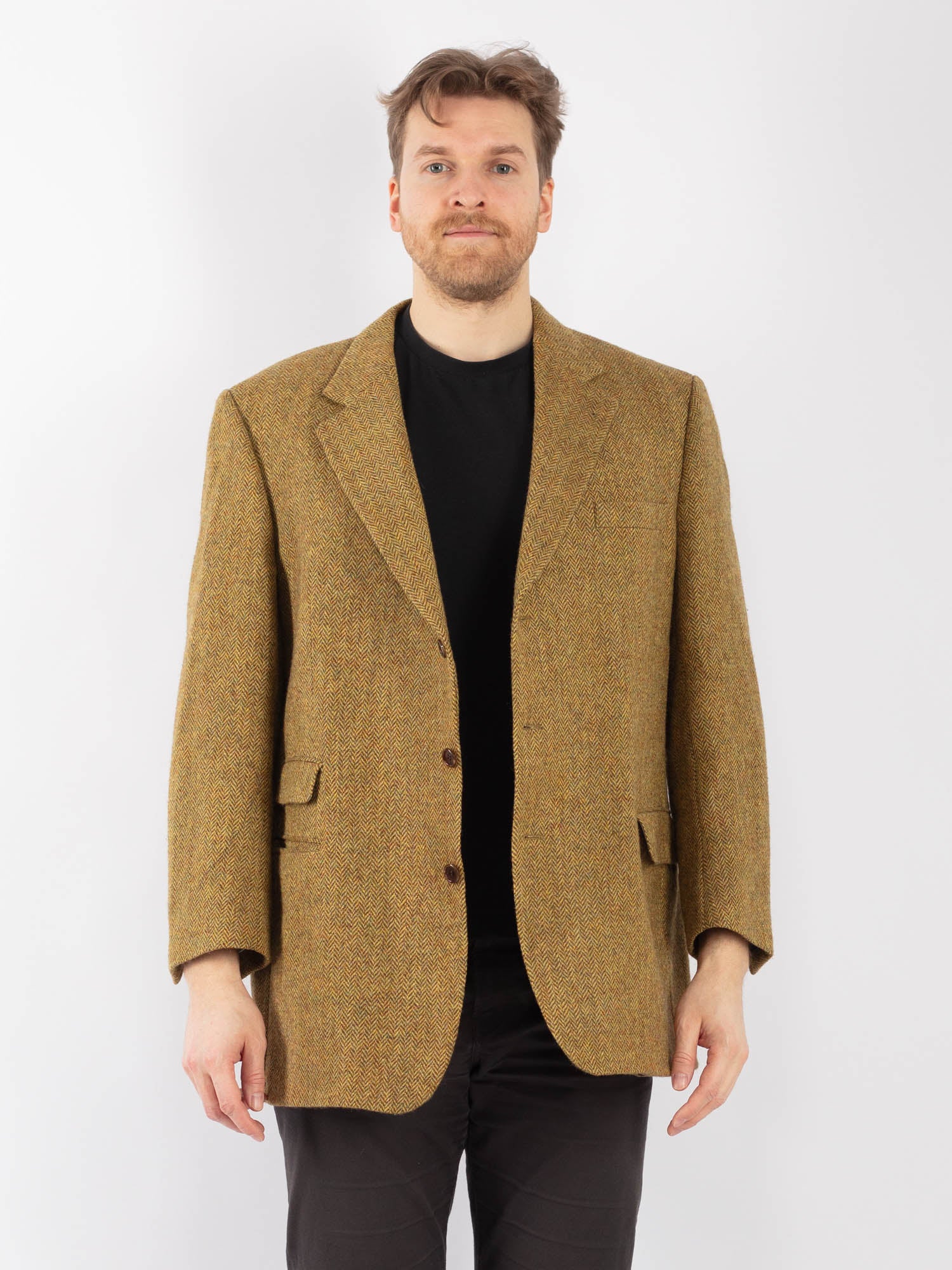 Vintage 70's Men Wool Blazer Jacket in Olive Green by Northern Grip