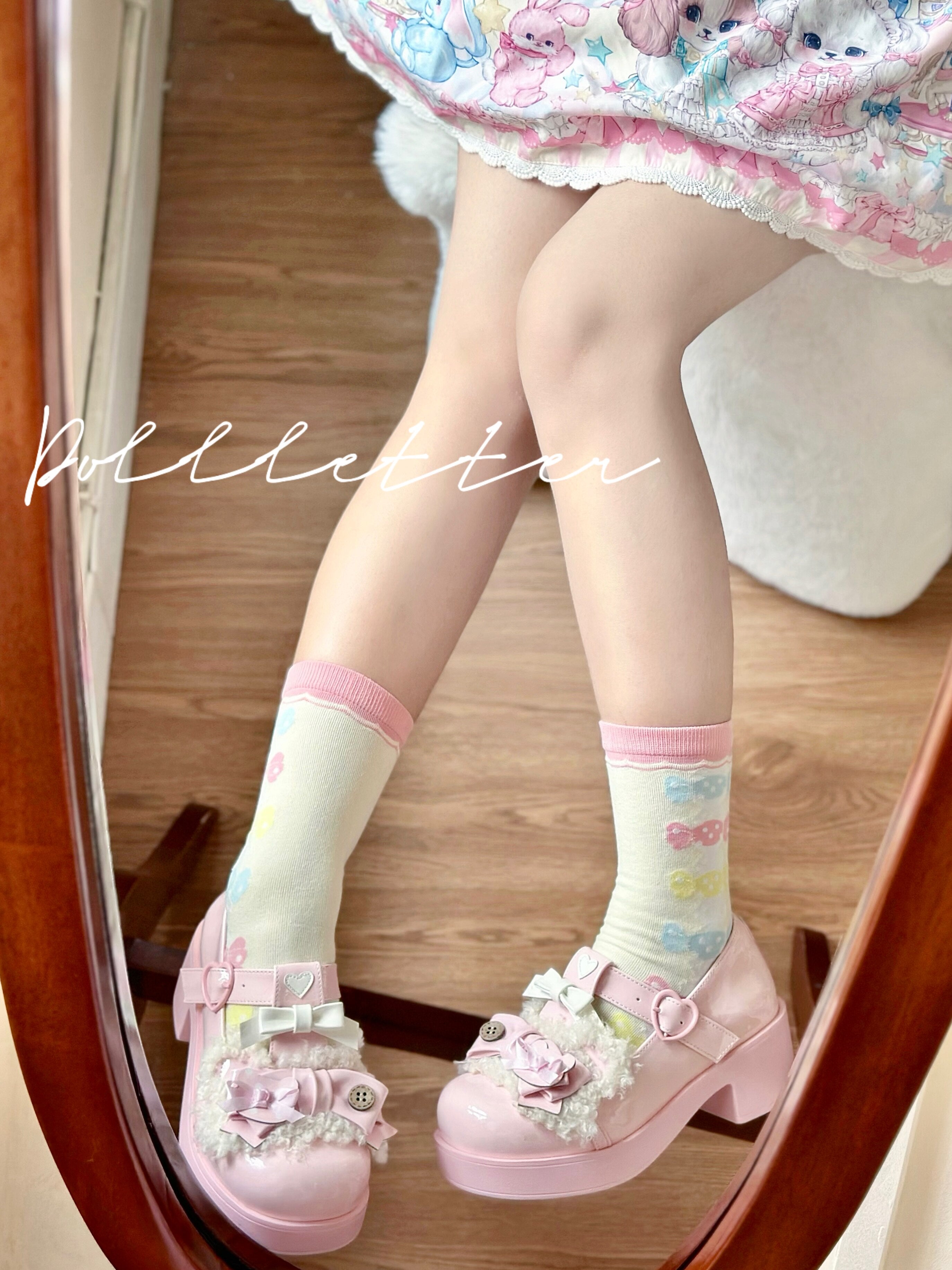 Sweet Lolita Cotton Mid-Calf Socks Set - Doll Letter by Land Decora