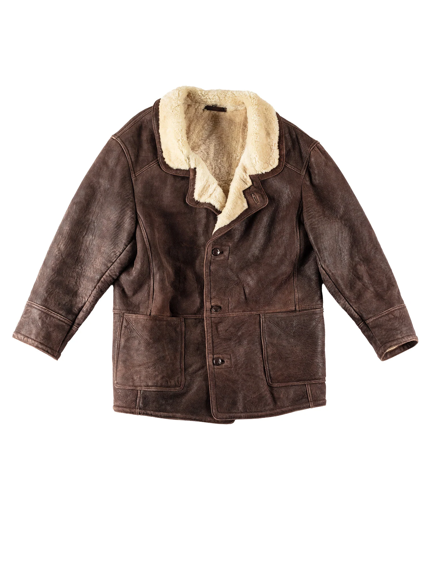 Vintage Men Sheepskin Coat in Brown by Northern Grip