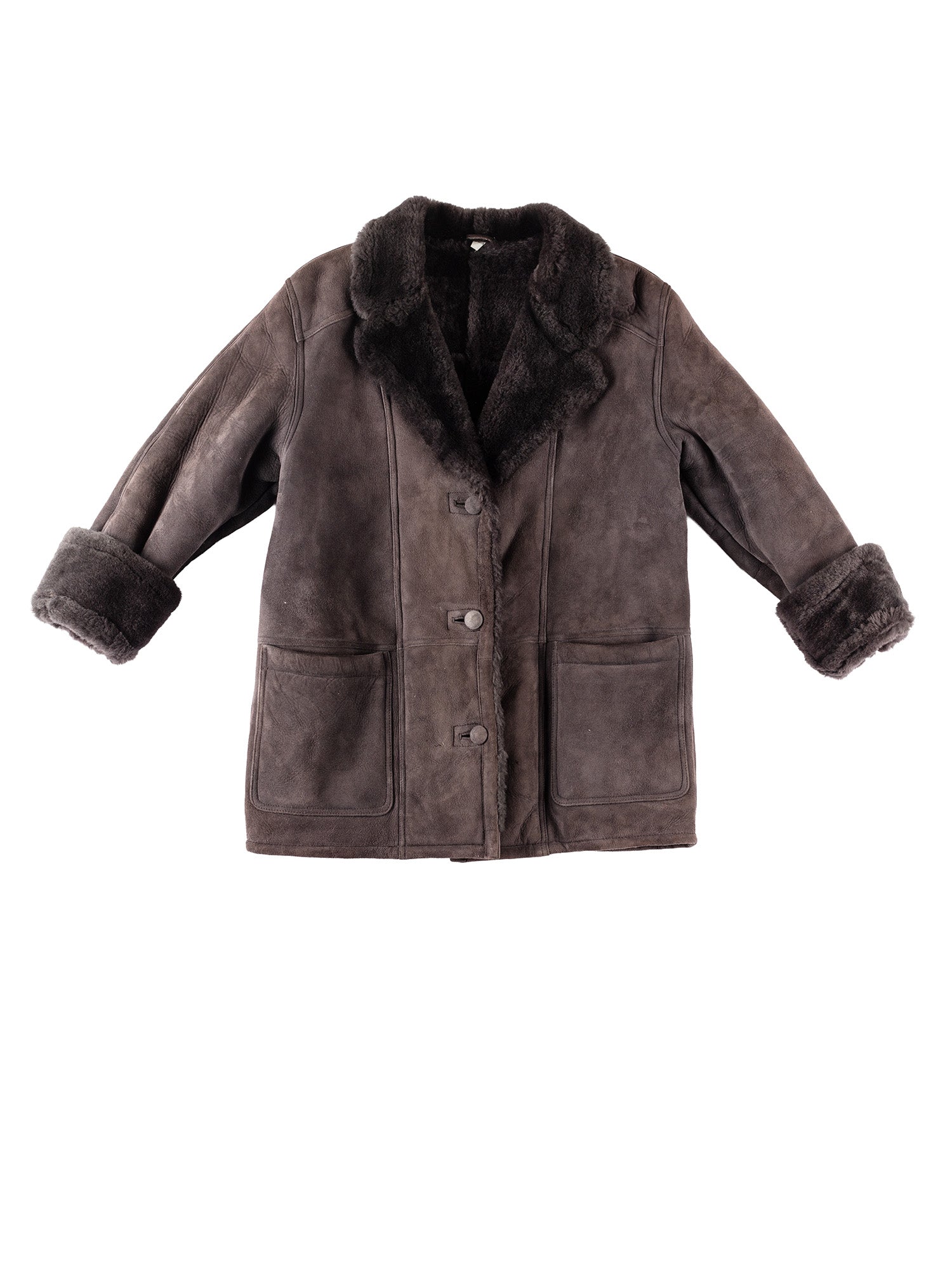 Vintage 80's Women Sheepskin Coat in Purple by Northern Grip