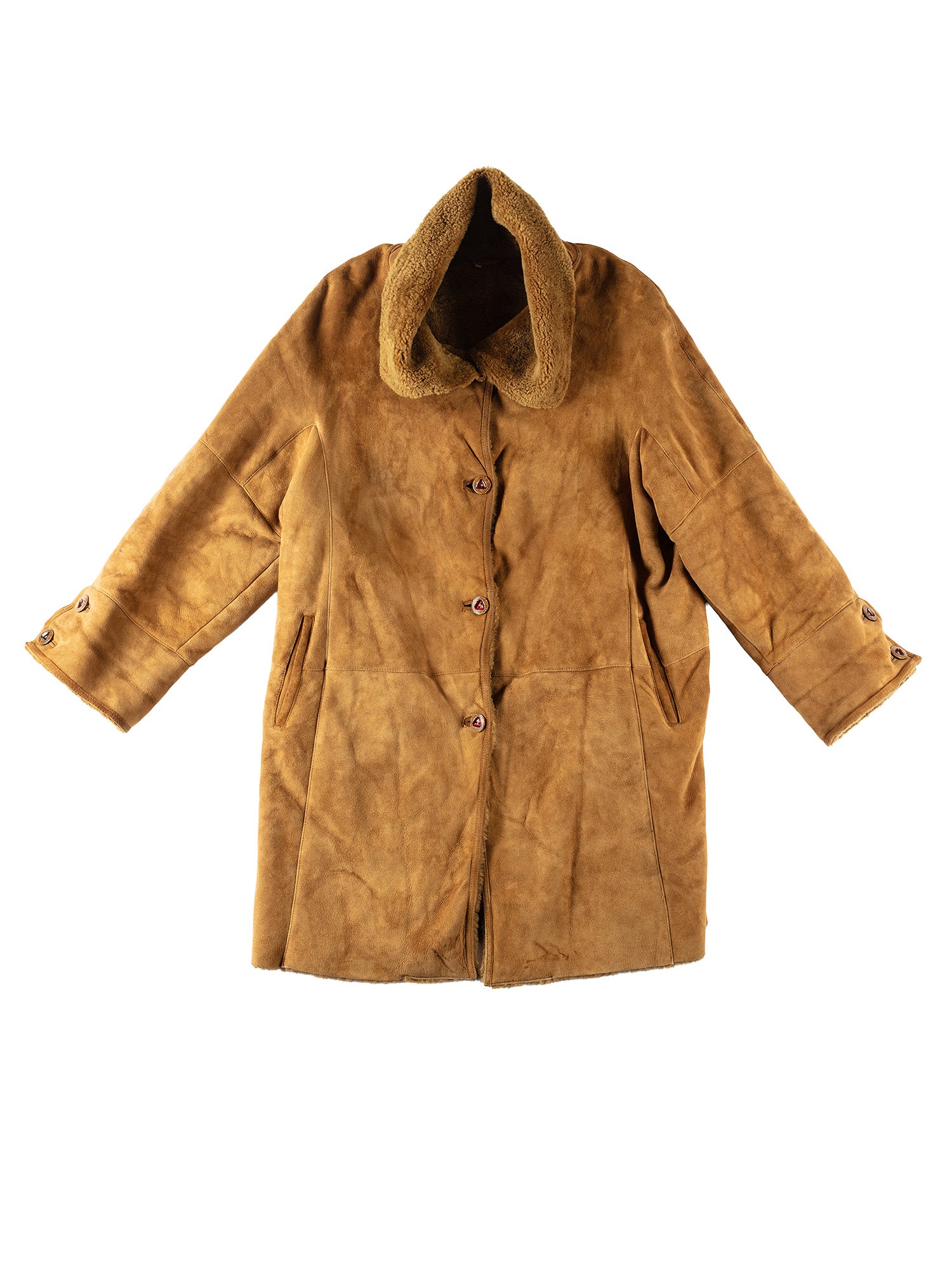 Vintage 80's Women Faux Sheepskin Coat in Brown by Northern Grip