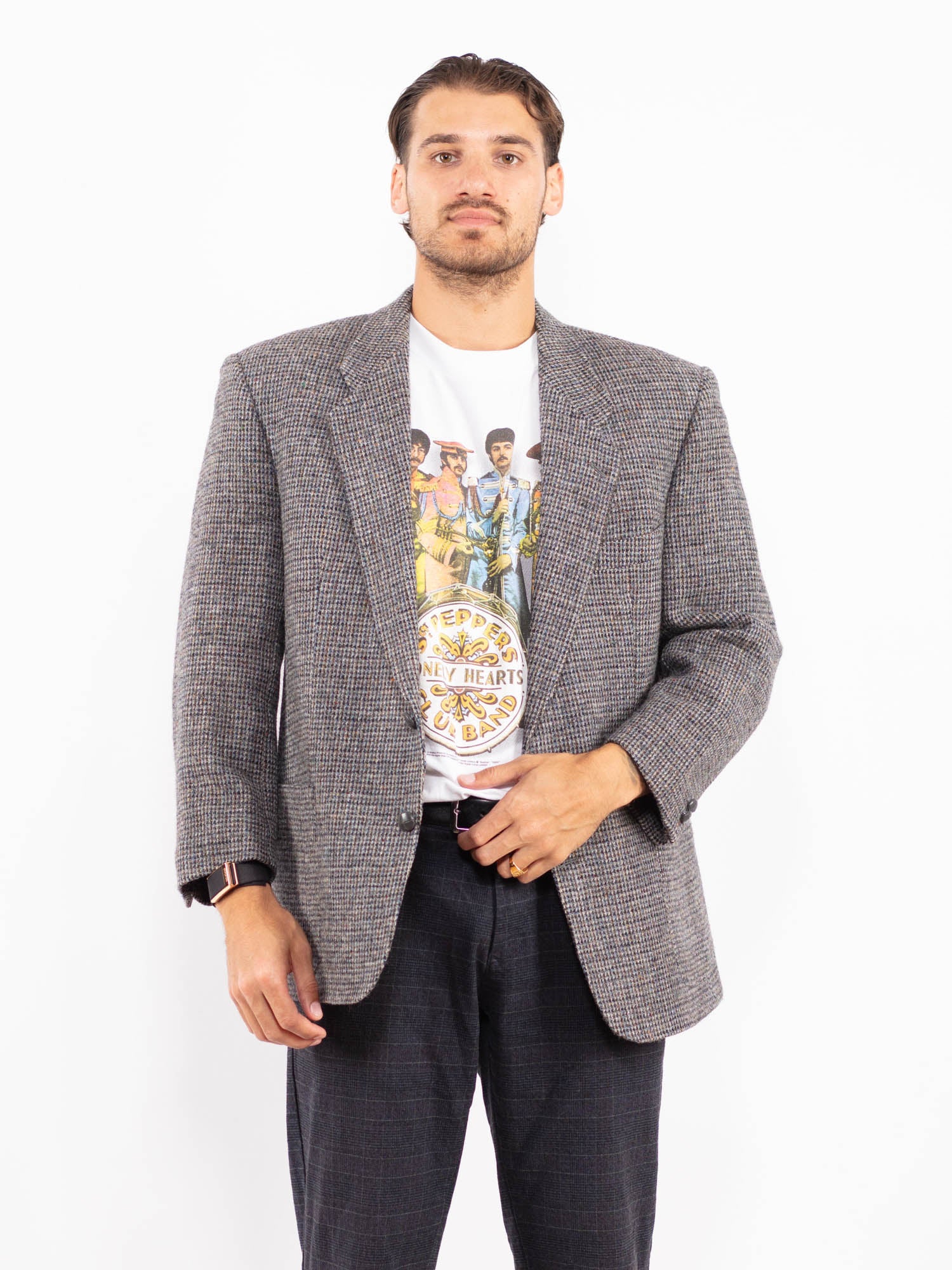 Vintage 90's Men Harris Tweed Jacket in Gray by Northern Grip
