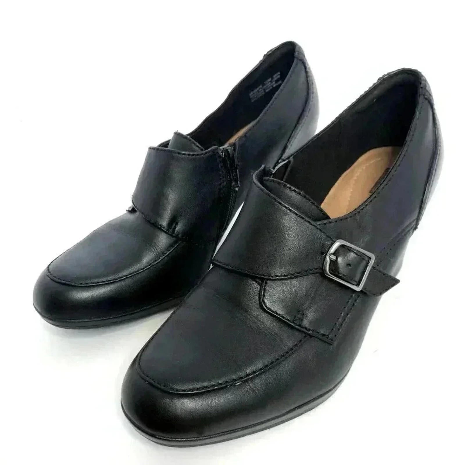 Clarks Black Leather Heeled Mule With Buckle Women's Size 10 Heels by Hot Girl Secondhand