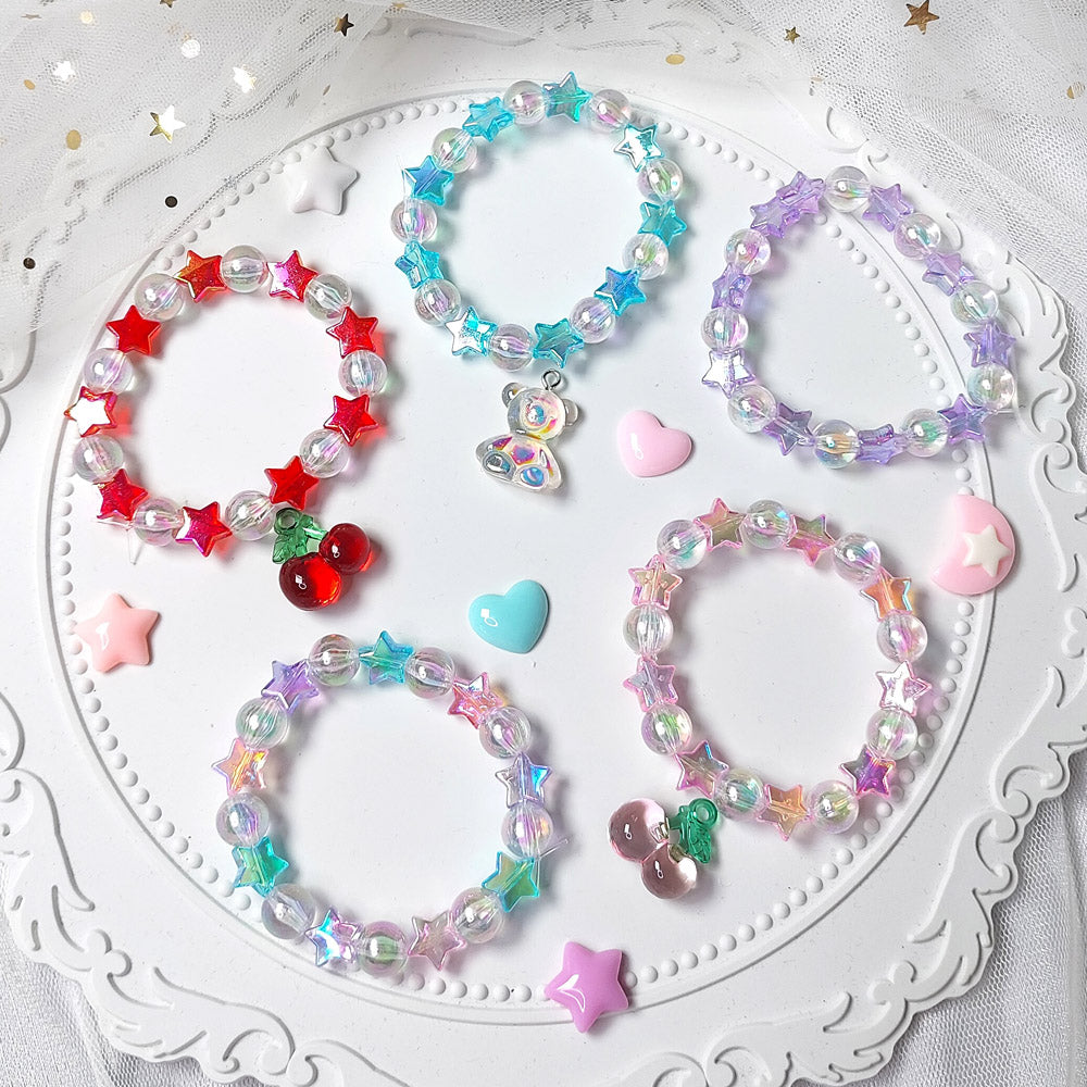 Maojiang Star Strawberry Bear Bracelet | Decora Beaded Accessory by Land Decora