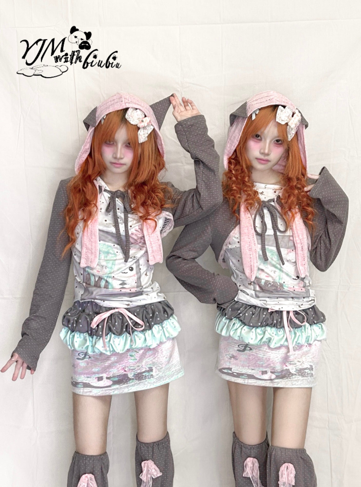 Bunny Ear Polka Dot Hoodie Poncho - YJM with biubiu by Land Decora