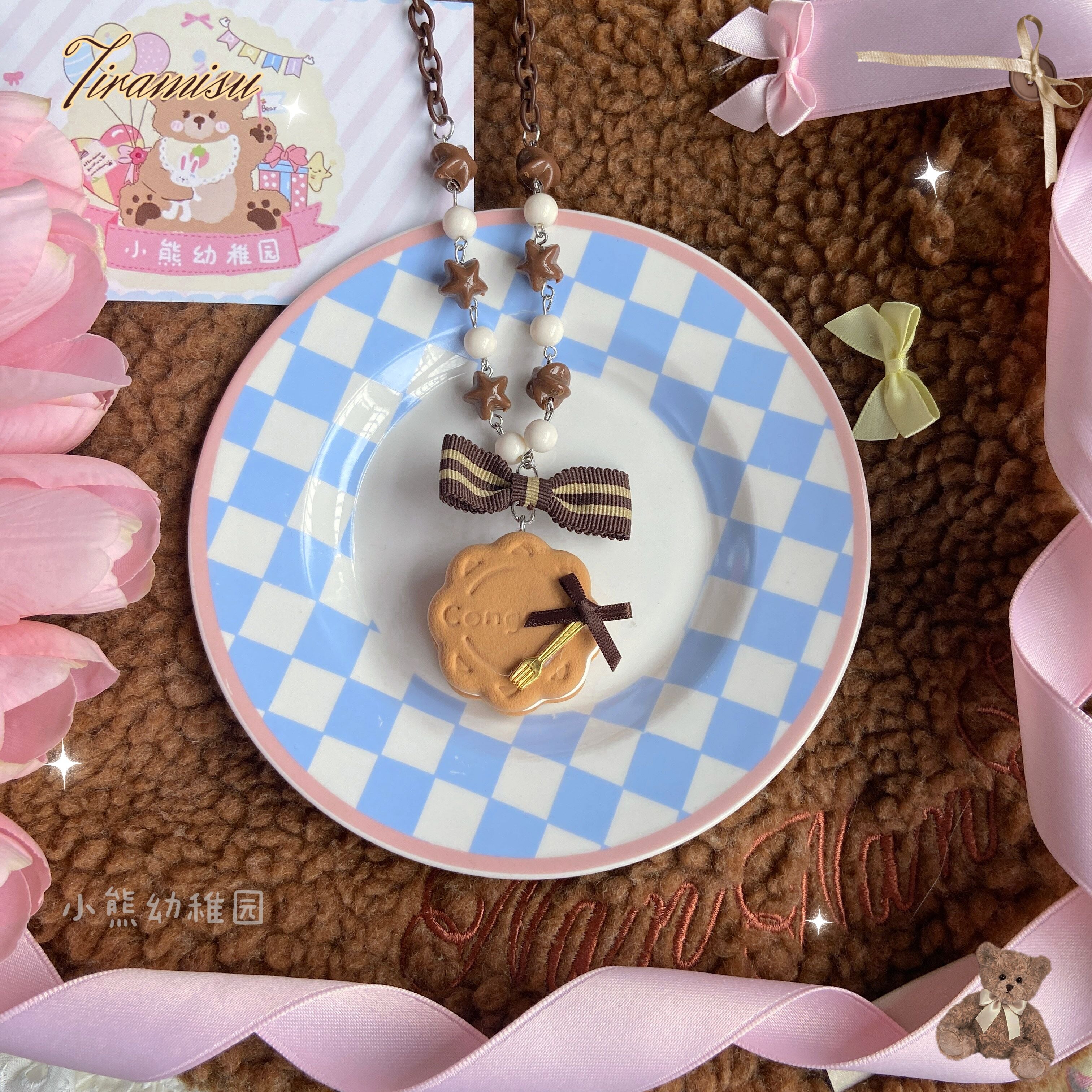 Bear Doll Cookie Necklace | Decora Kei Handmade Tiramisu Charm by Land Decora