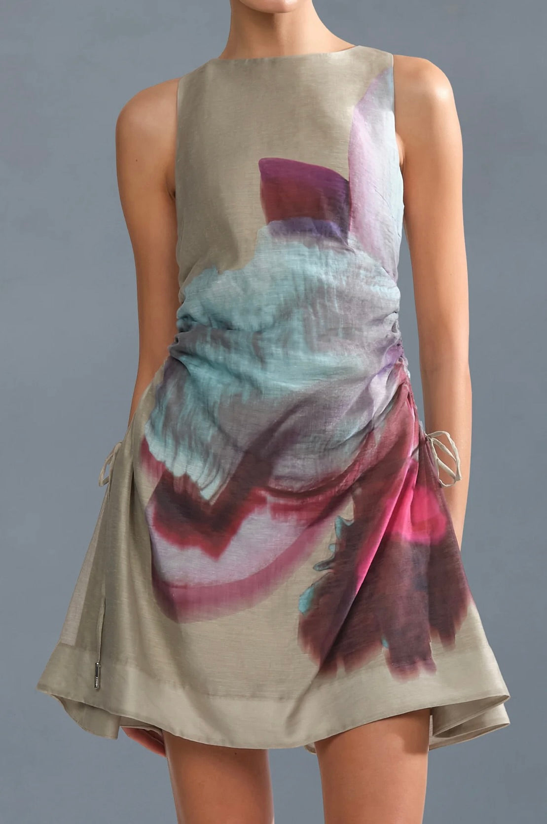 Amur Waverlyn Ruched Mini Dress in Sage Orchid by Sierra Deene