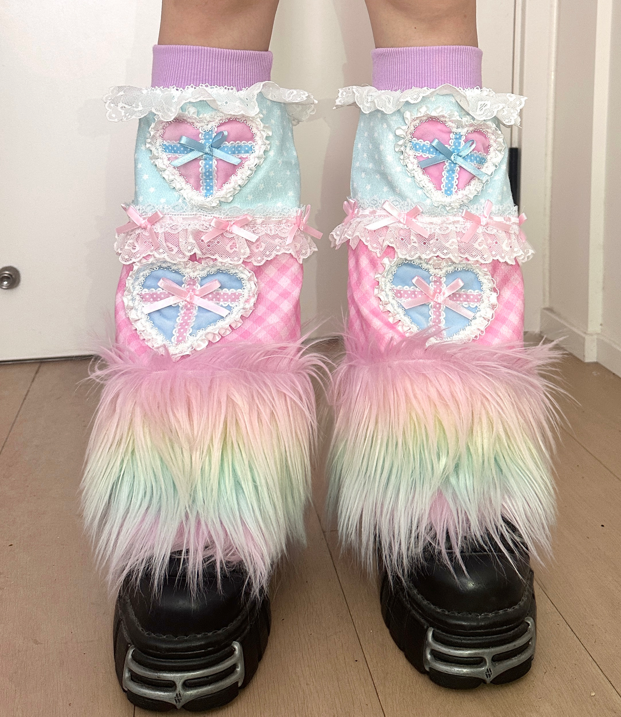 Decora Kei Pastel Ice Cream Leg Warmers Cotton Polyester - Red Devil by Land Decora