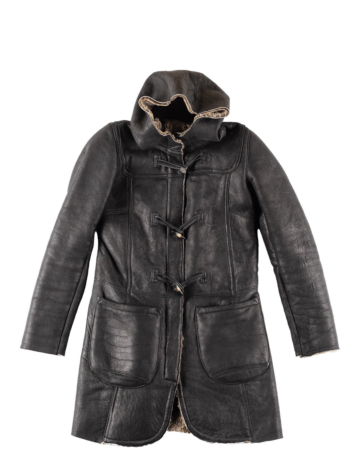 Vintage 80's Women Penny Lane Sheepskin Coat in Black by Northern Grip