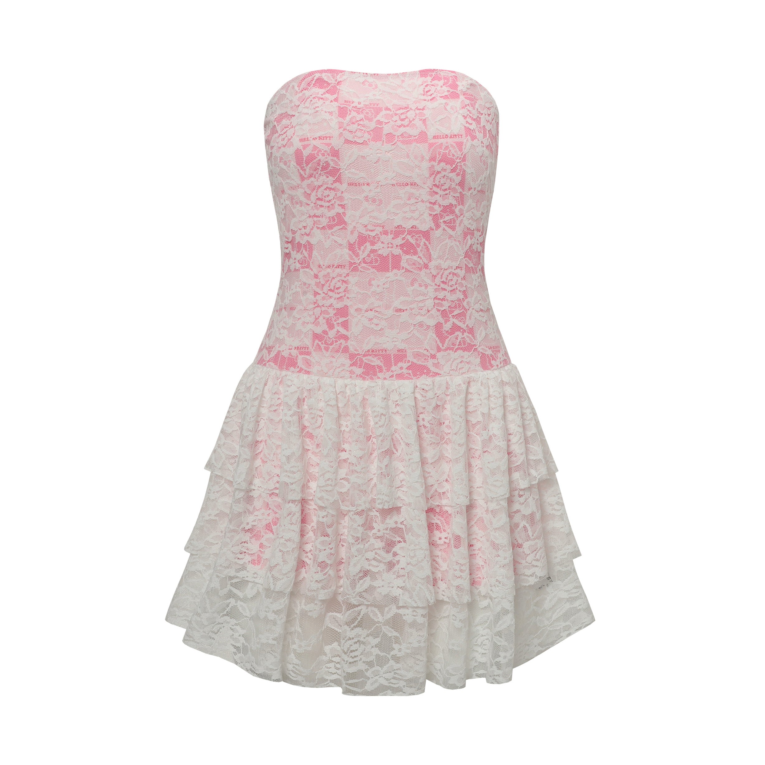Pink Lace Strapless Mini Dress – BlackBerry by Land Decora