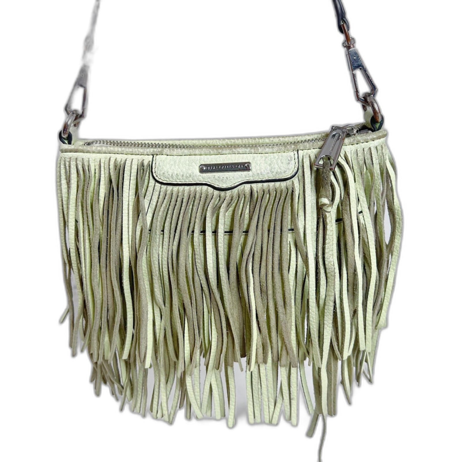 Rebecca Minkoff Mint Green Leather Fringe Crossbody Bag Purse Boho by Hot Girl Secondhand