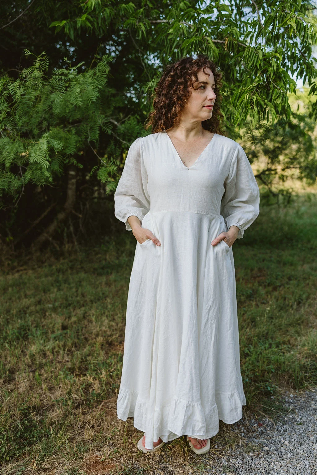 Allie Midi Dress - Natural White 100% Linen by Road to Rodanthe