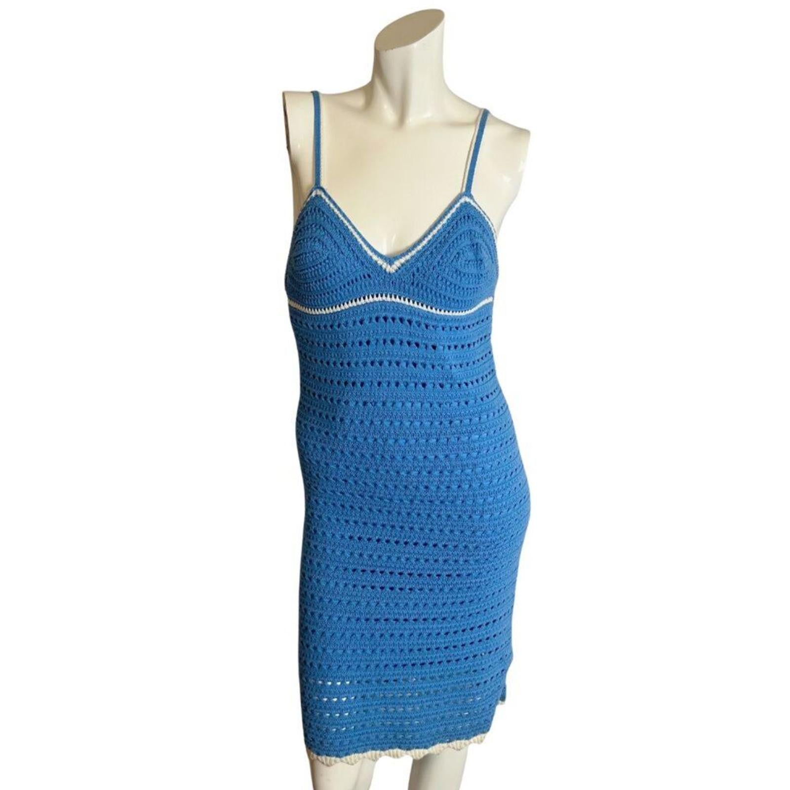 Willow & Wind Blue White Crochet Dress Summer Coconut Girl Women's Siz by Hot Girl Secondhand