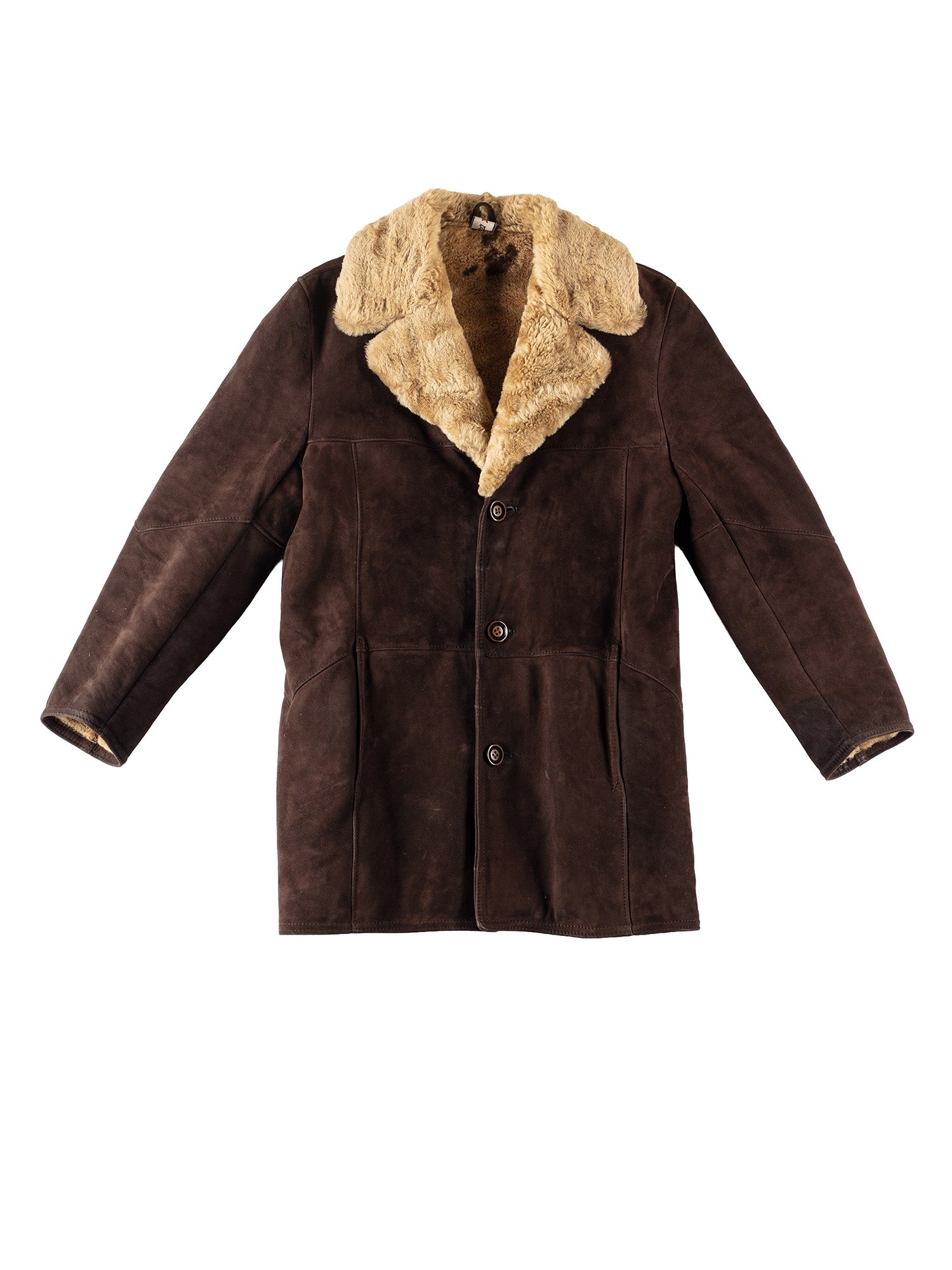 Vintage 70's Men Sheepskin Coat in Brown by Northern Grip