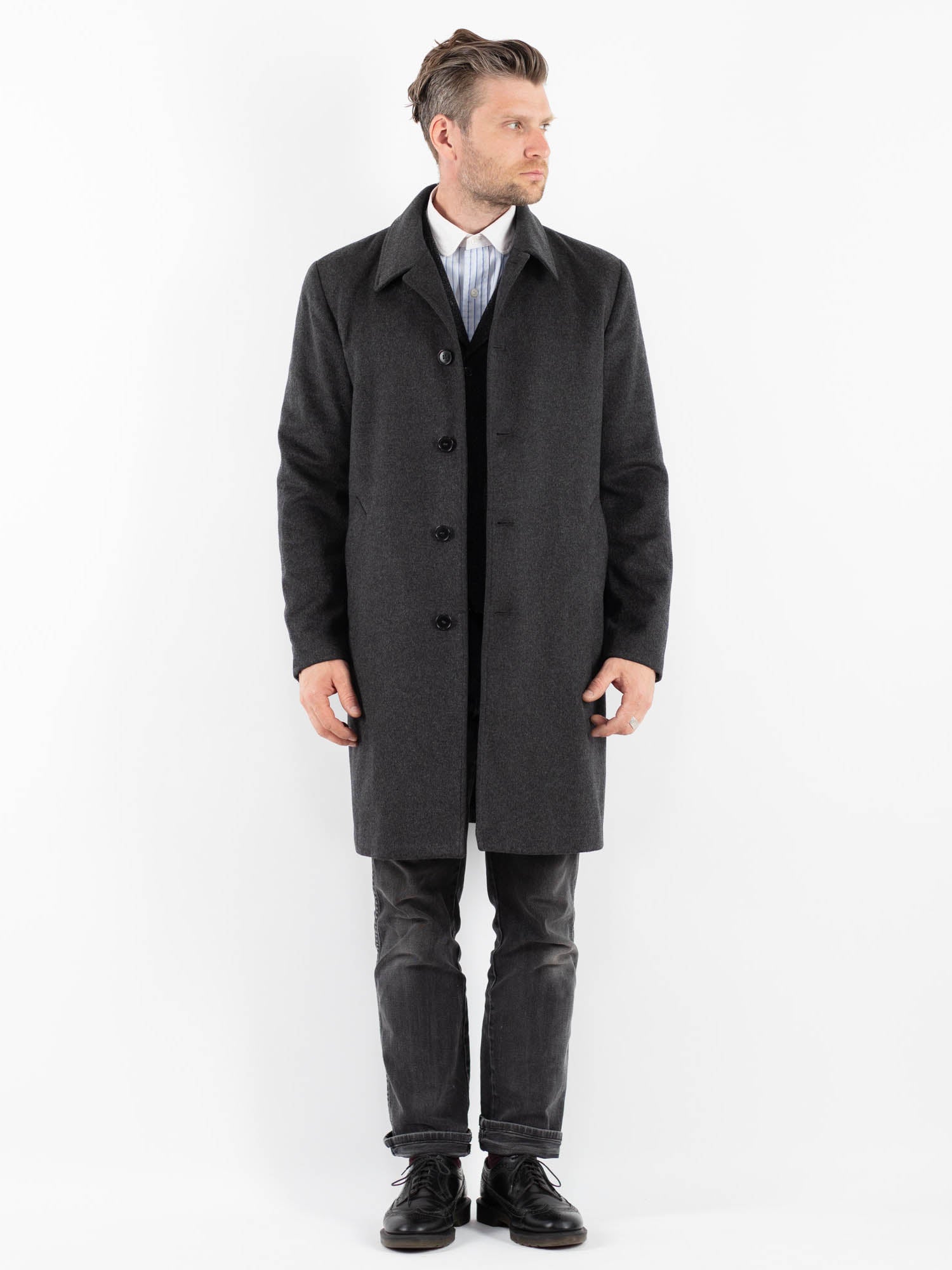 Vintage 00's Men Wool Blend Coat in Gray by Northern Grip
