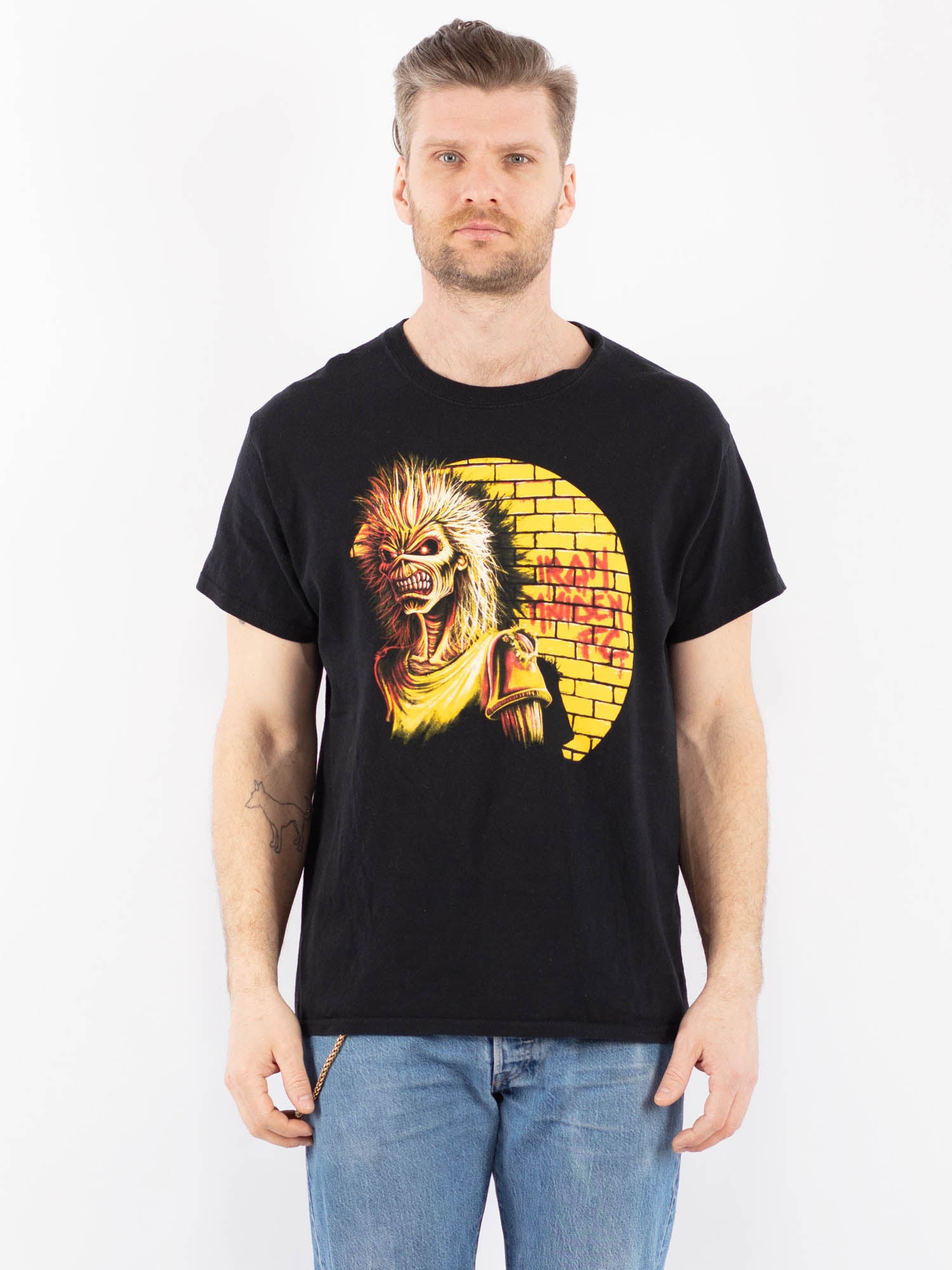 Vintage 00's Men Iron Maiden Print T-Shirt in Black by Northern Grip