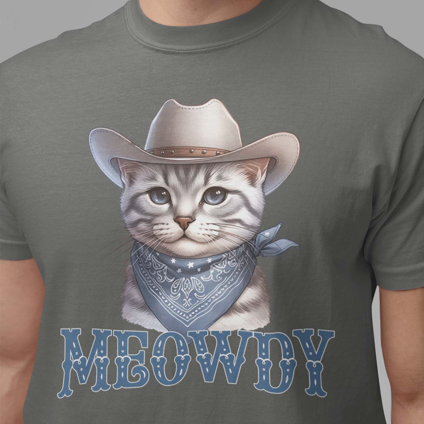 Meowdy Sheriff Cowboy Cat T-Shirt by DILLO Outfitters