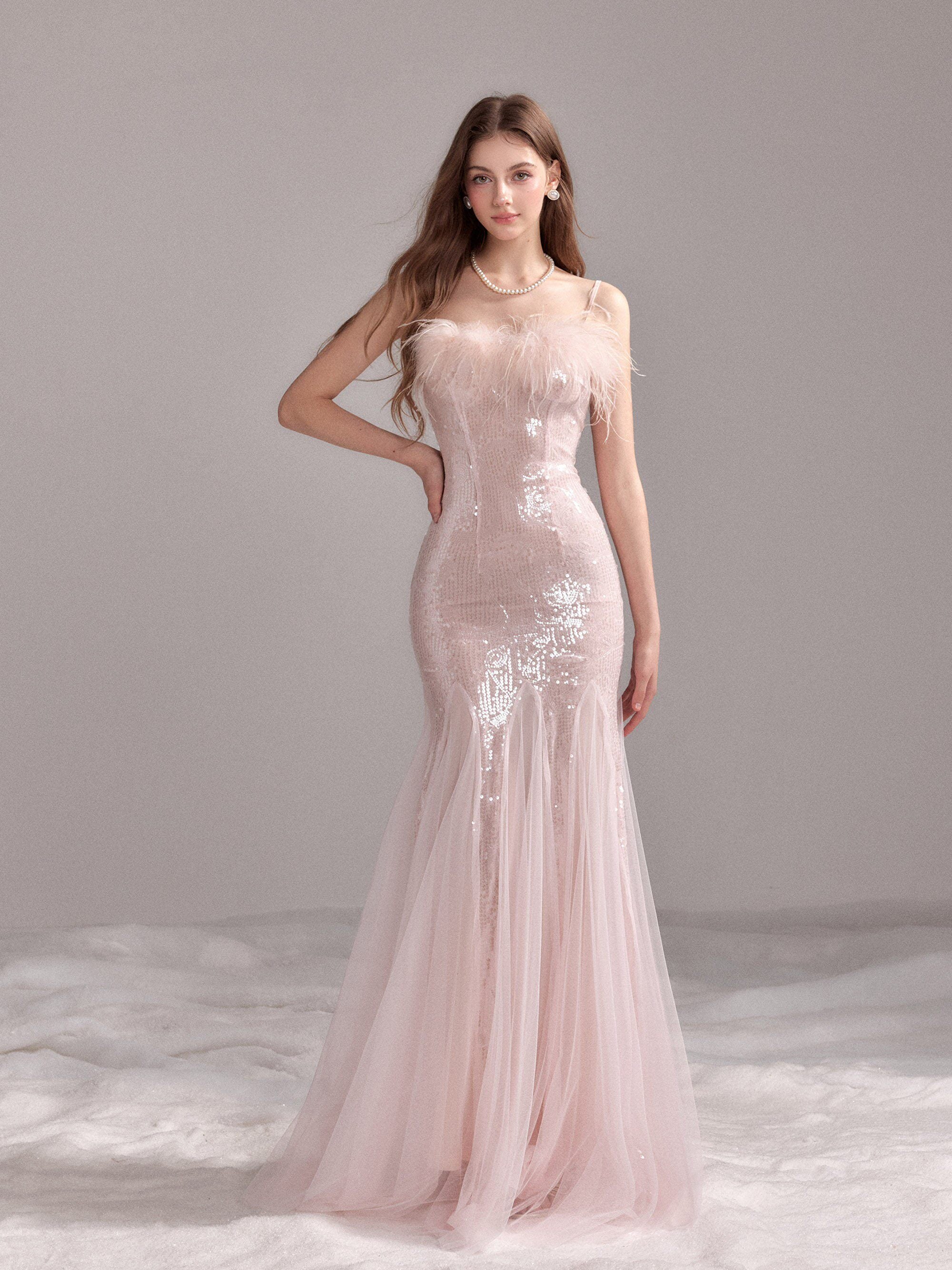 Sequin Mesh Mermaid Evening Dress - YZZI HE by Land Decora