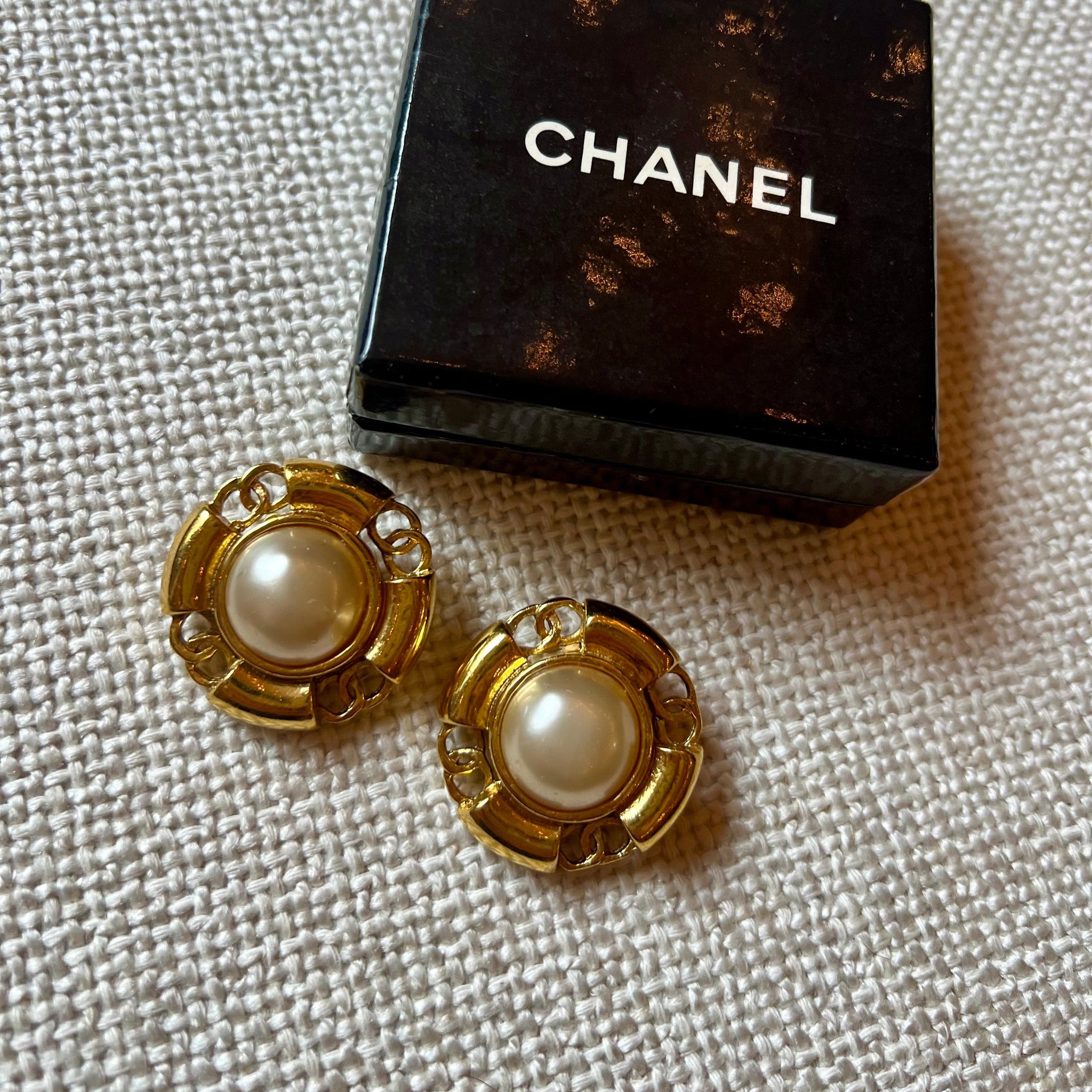 Chanel Vintage CC Faux Pearl Earrings by The Vintage New Yorker