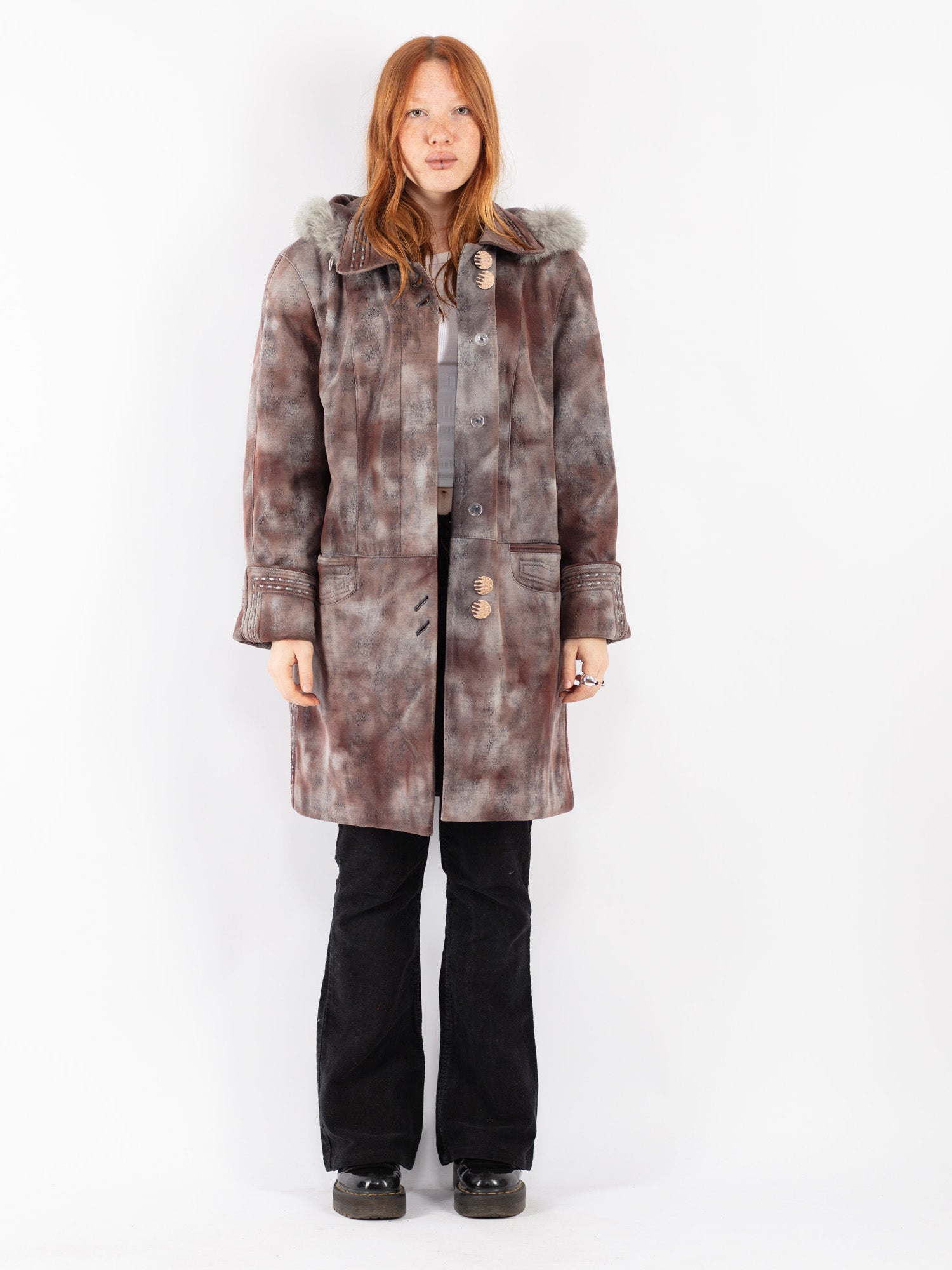 Vintage 90's Women Faux Sheepskin Coat in Multi by Northern Grip