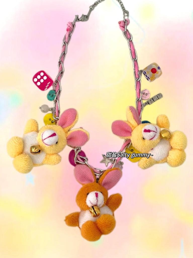 Y2K Plush Doll Necklace Handmade Quirky Choker - Salty Gummy by Land Decora
