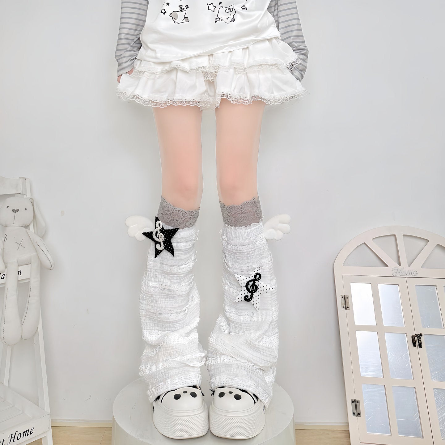 Kawaii Lace Leg Warmers - 2 Bears by Land Decora