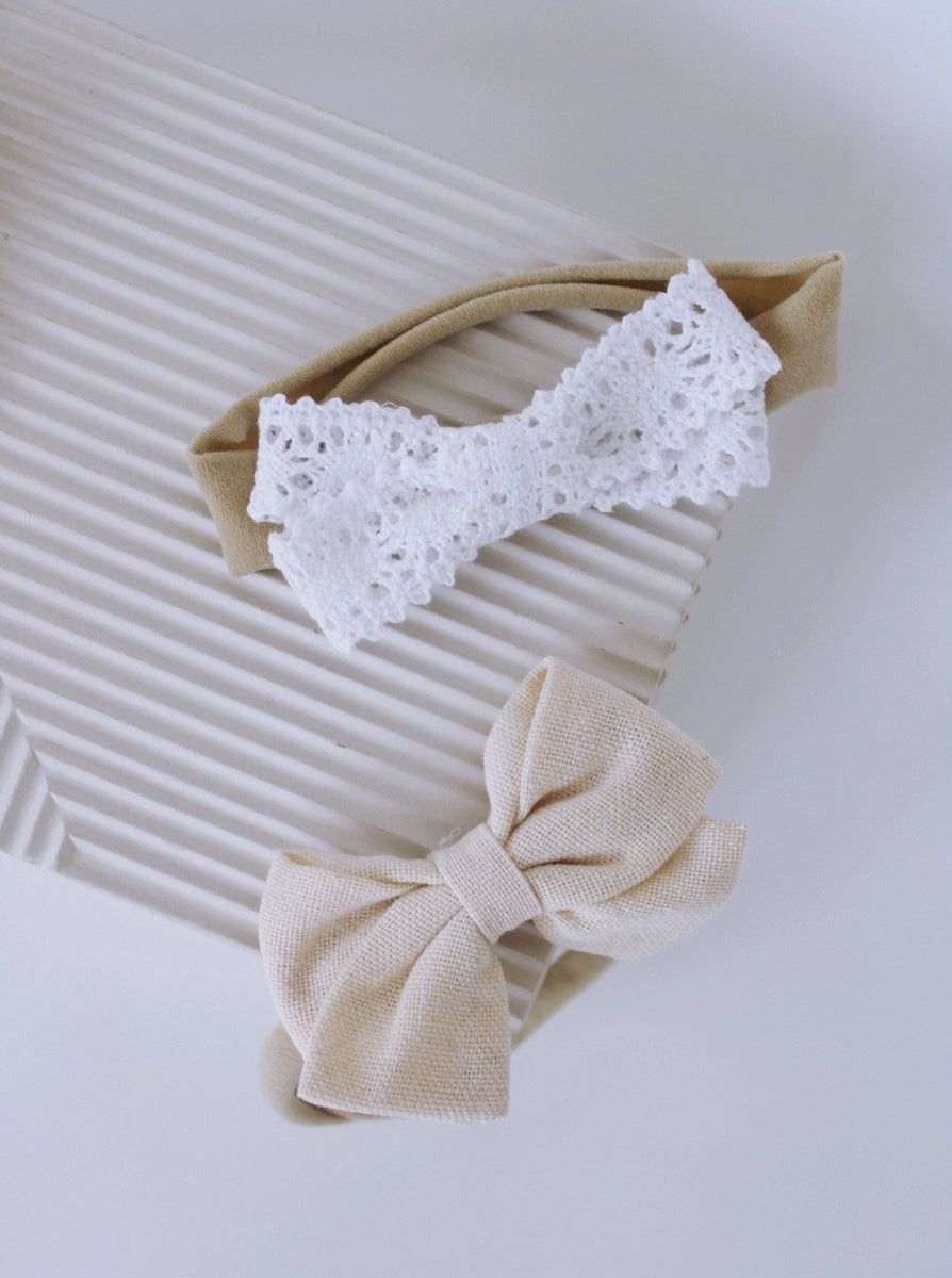 LOLO BOW IN LACE & LINEN by RAËLIV