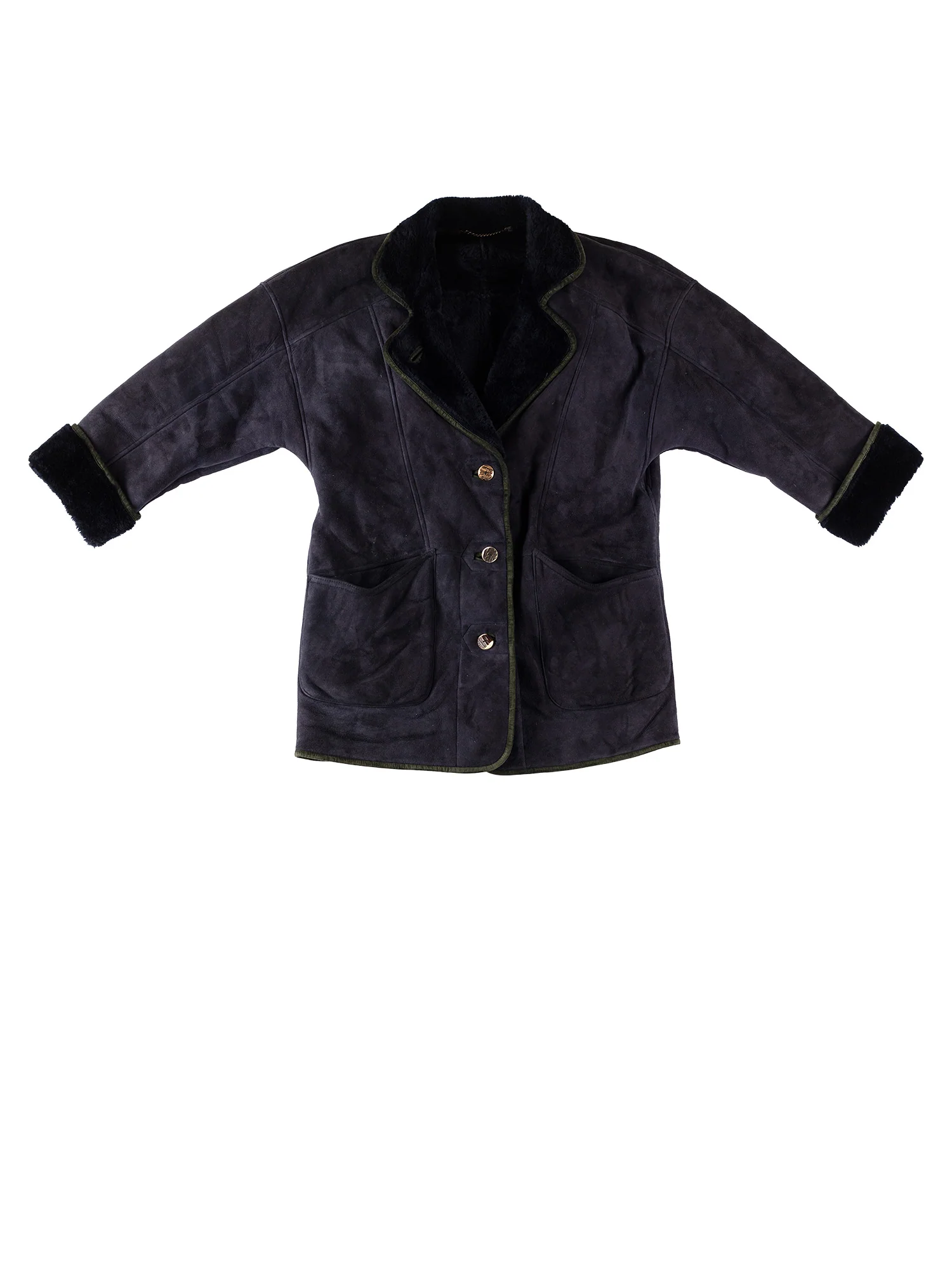 Vintage 80's Women Sheepskin Coat in Blue by Northern Grip