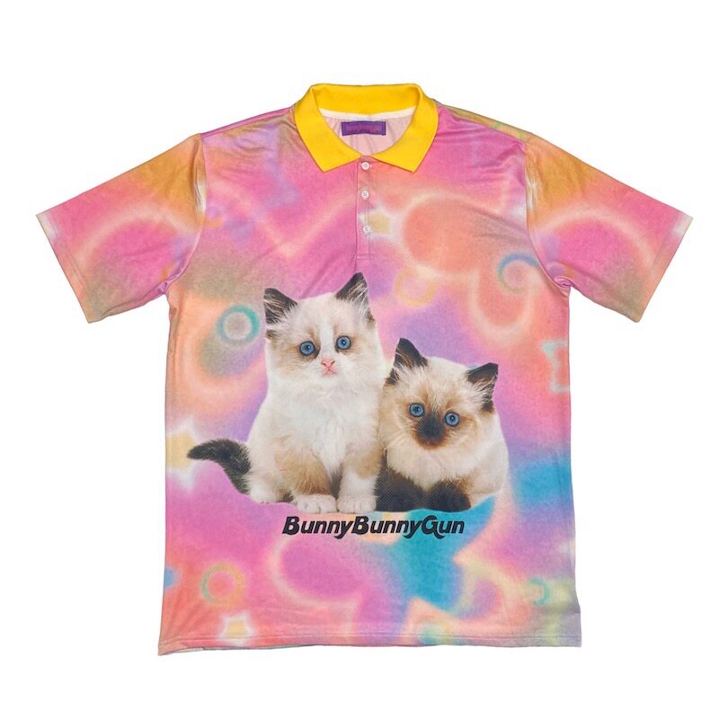 Harajuku Cat Mesh Polo Shirt - bunnybunnygun by Land Decora