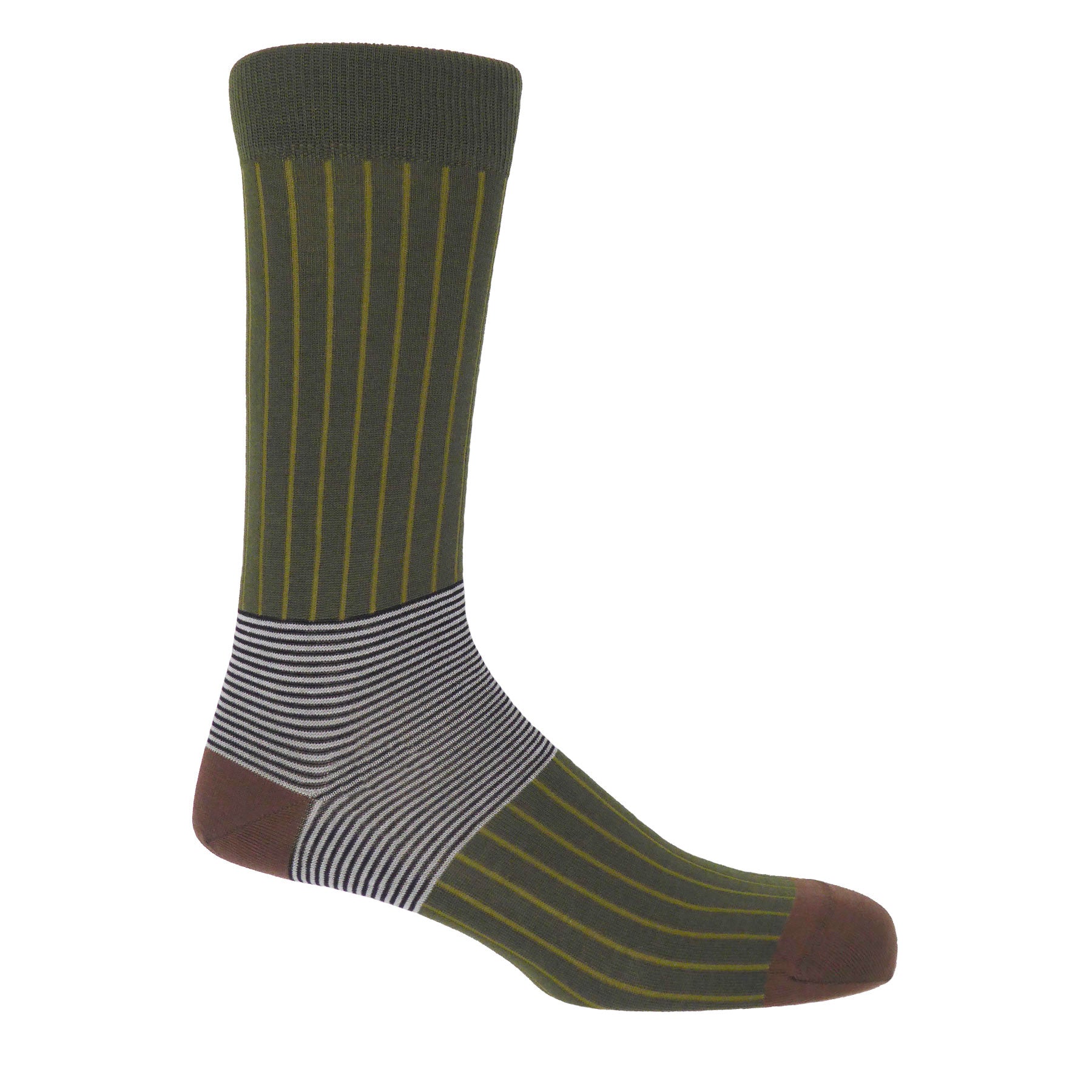 Oxford Stripe Men's Socks - Sage by Peper Harow