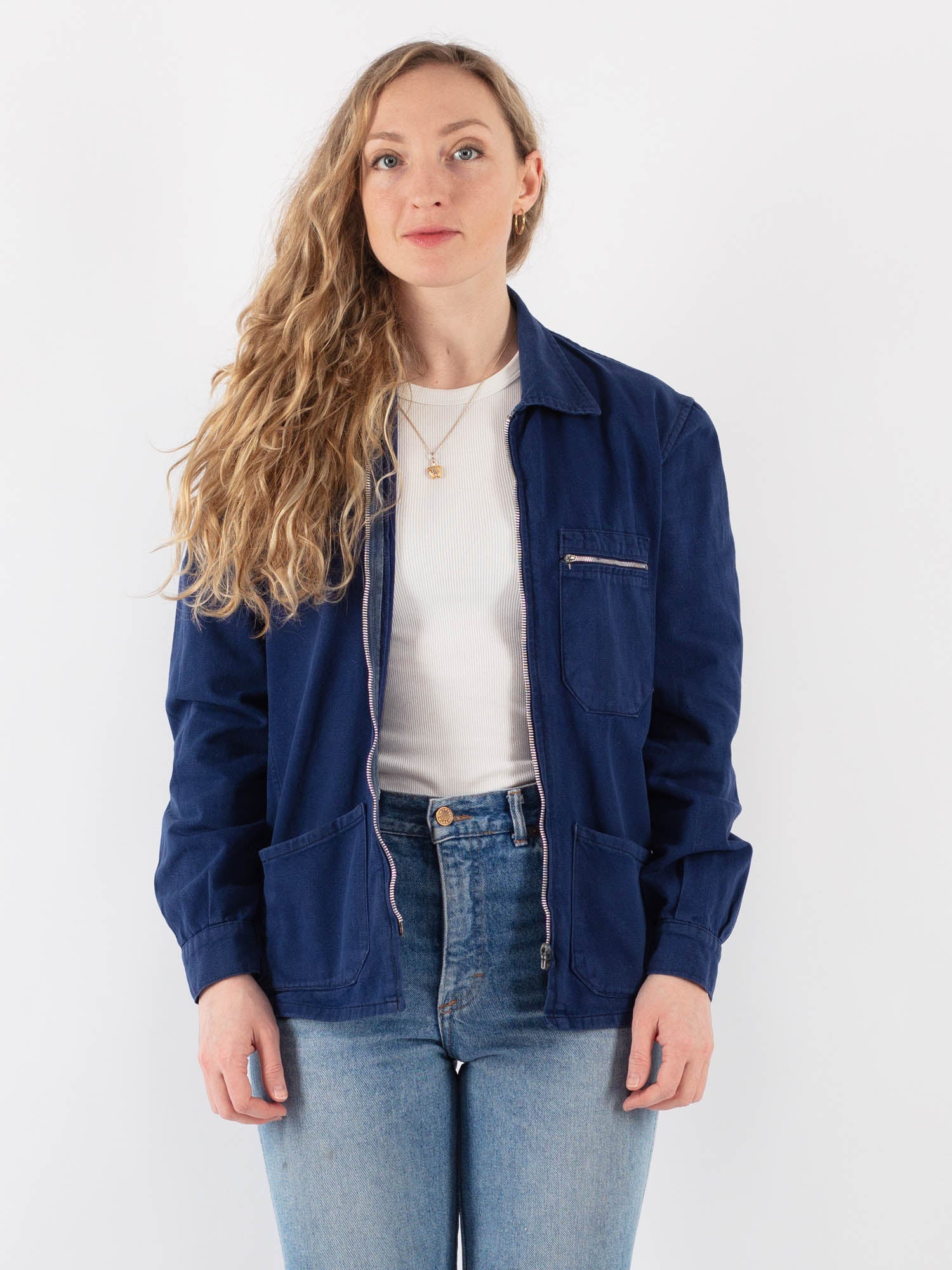 Vintage 70's Women Italian Work Jacket in Blue by Northern Grip