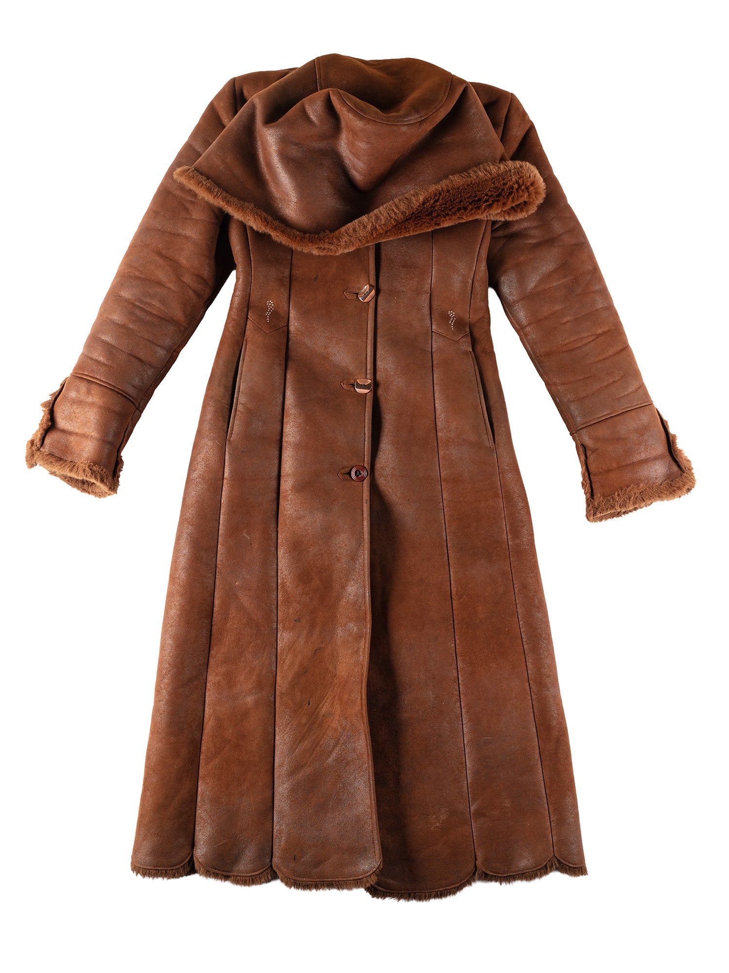 Vintage 70's Women Penny Lane Sheepskin Coat in Brown by Northern Grip