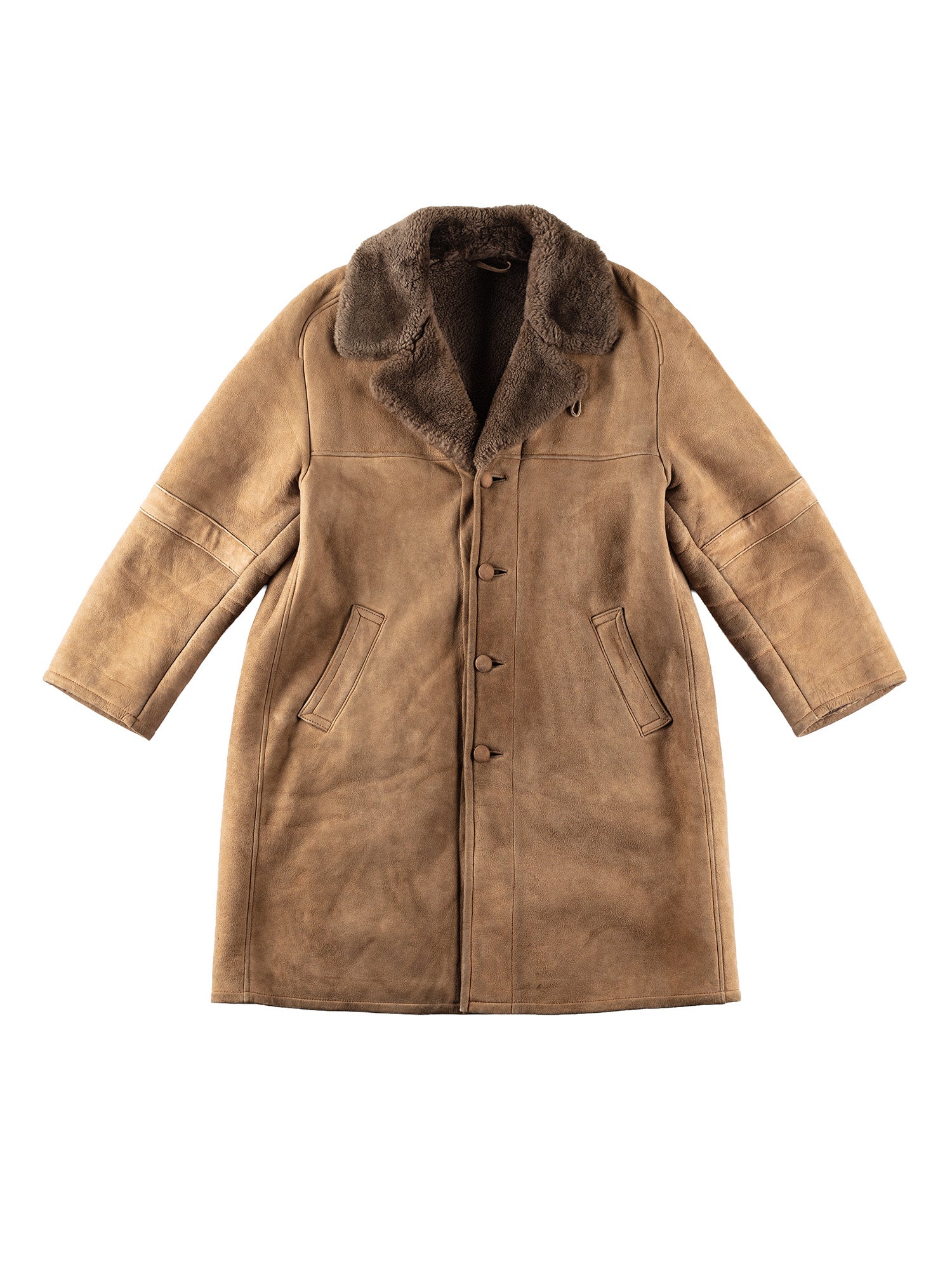 Vintage 80's Men Sheepskin Coat in Beige by Northern Grip