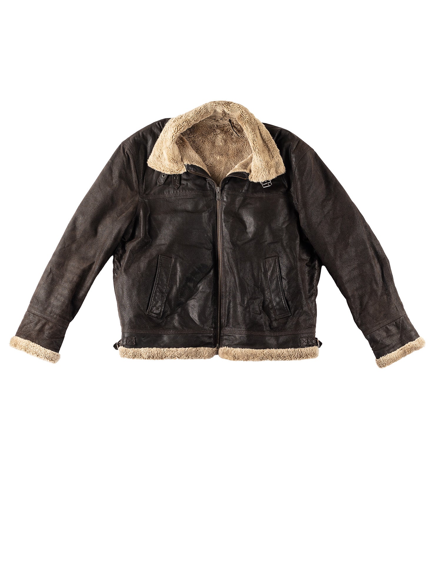 Vintage 90's Men Faux Sheepskin Jacket in Dark Brown by Northern Grip