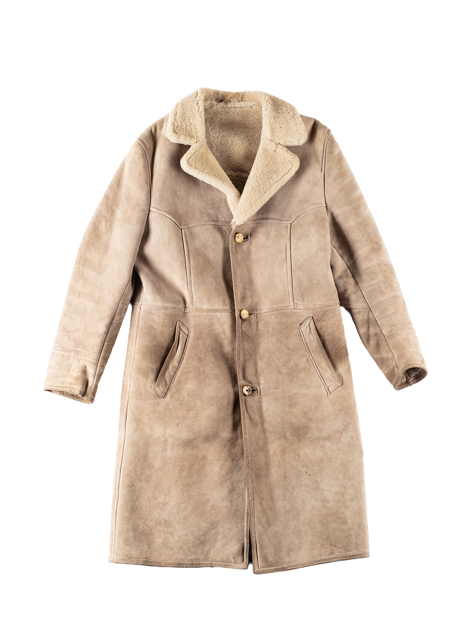 Vintage 70's Men Sheepskin Coat in Beige by Northern Grip