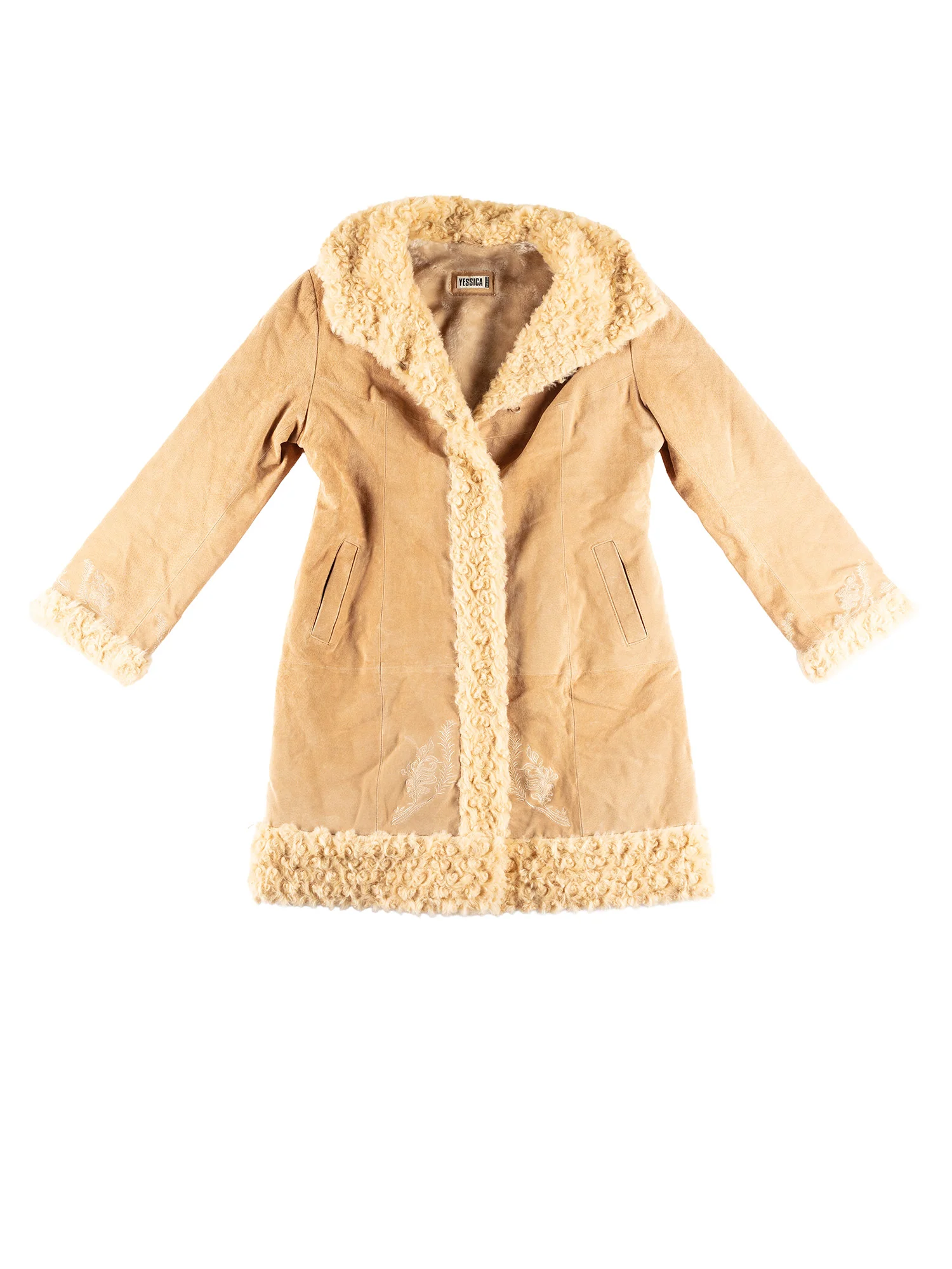 Vintage 70's Women Suede Coat in Beige by Northern Grip