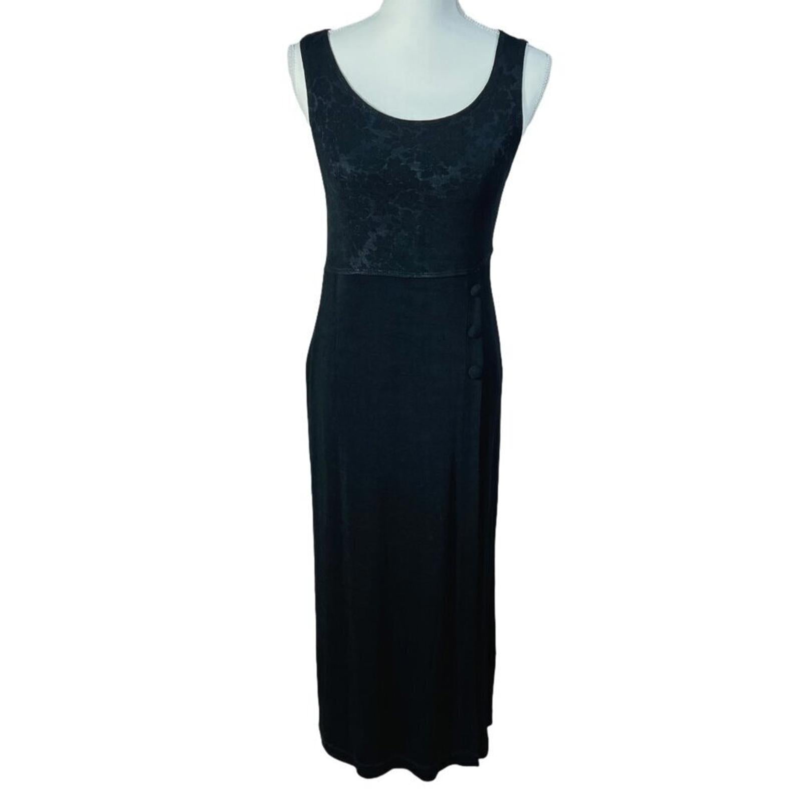 Vintage 90s Carole Little Black Floral Maxi Dress Women's Size 8 Gothi by Hot Girl Secondhand