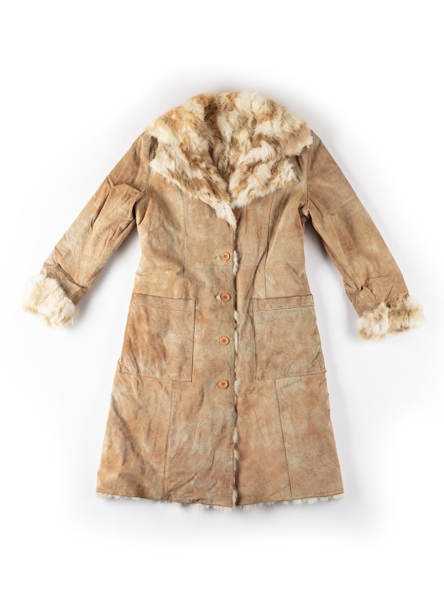 Vintage 70's Women Fur Penny Lane Coat in Beige by Northern Grip