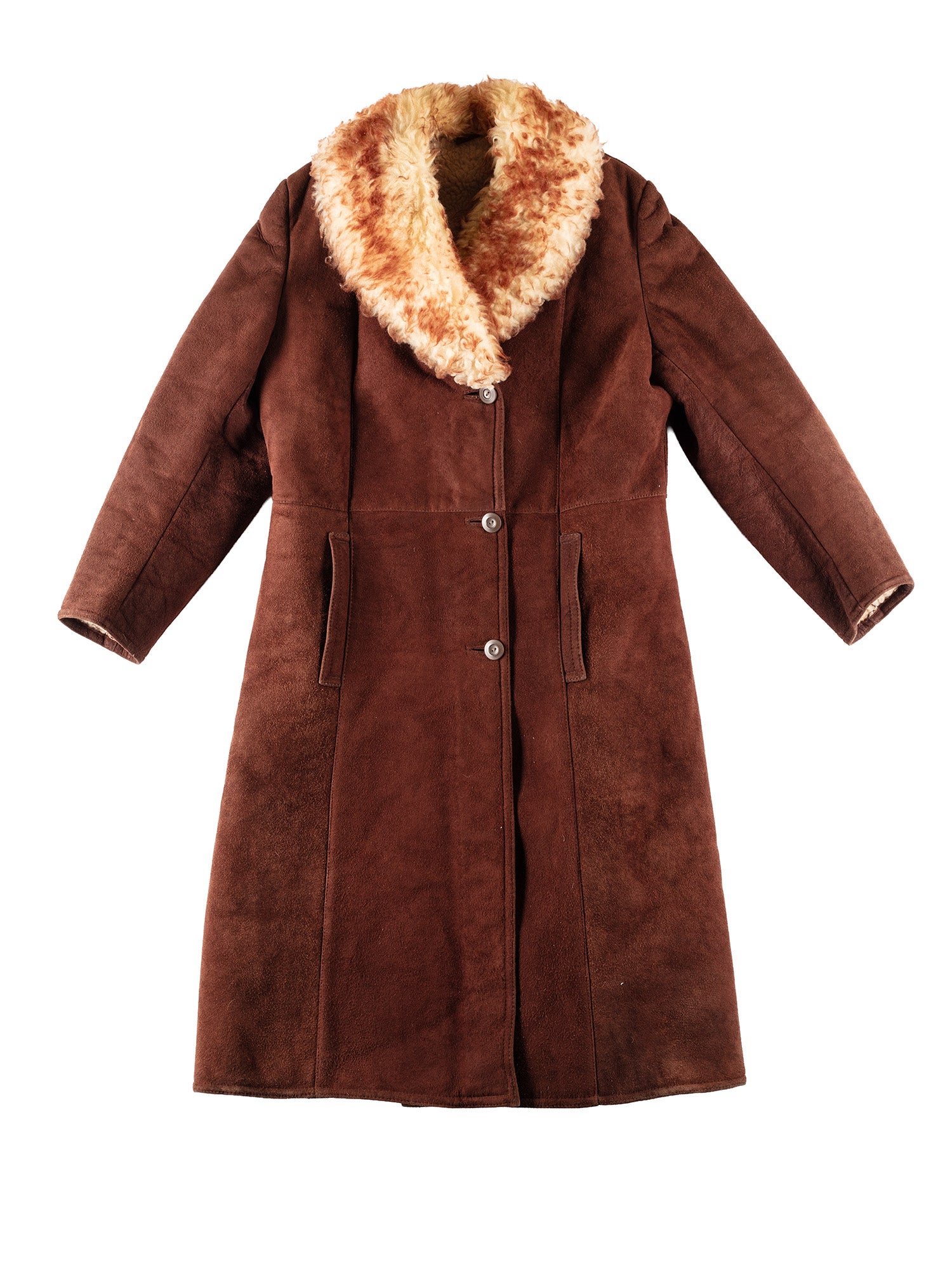 Vintage 70's Women Sheepskin Penny Lane Coat in Brown by Northern Grip